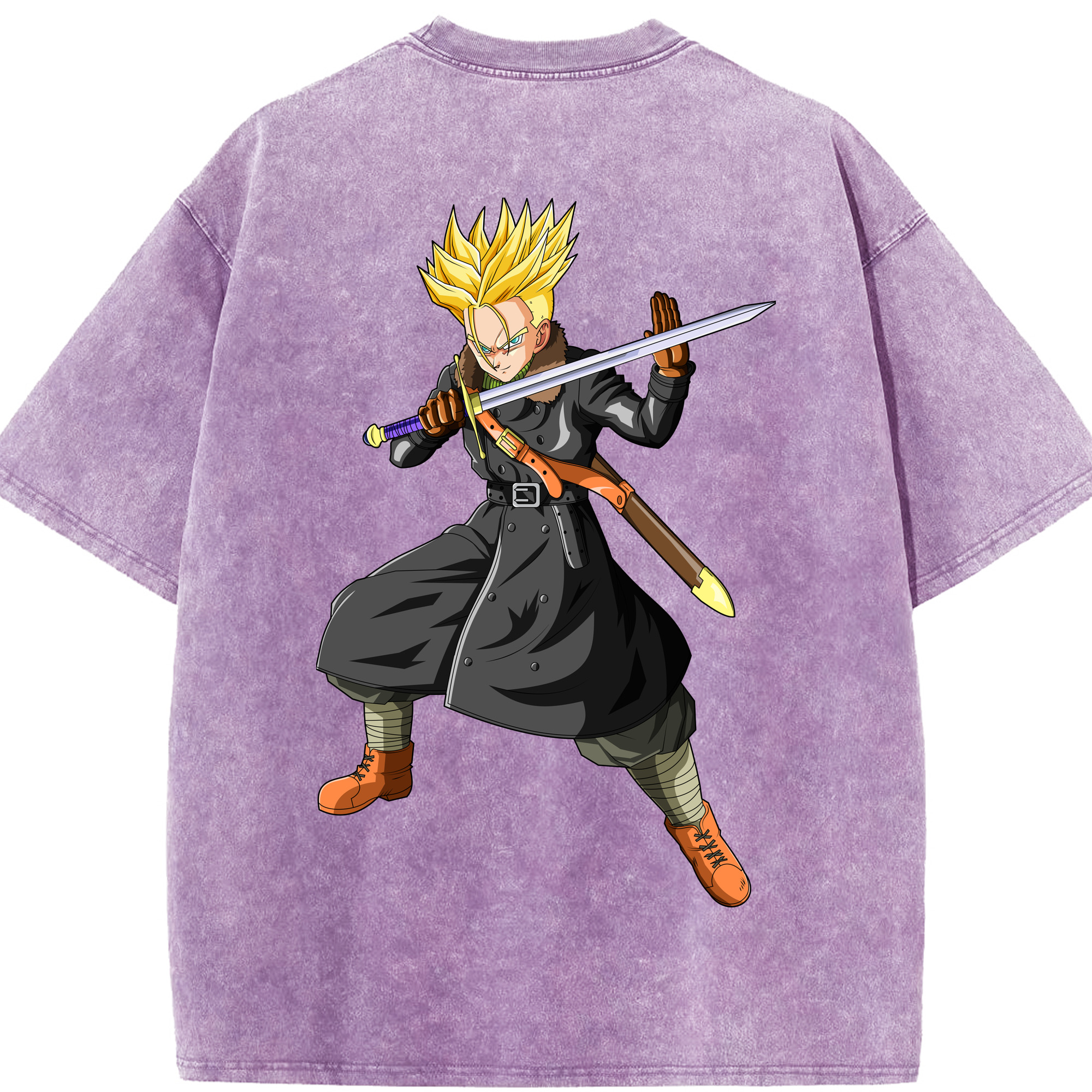 （画像用） ドラゴンボール トランクス（Torankusu）DRAGON BALL Trunks 綿100% ヴィンテージ風 半袖Tシャツ（背面プリント）