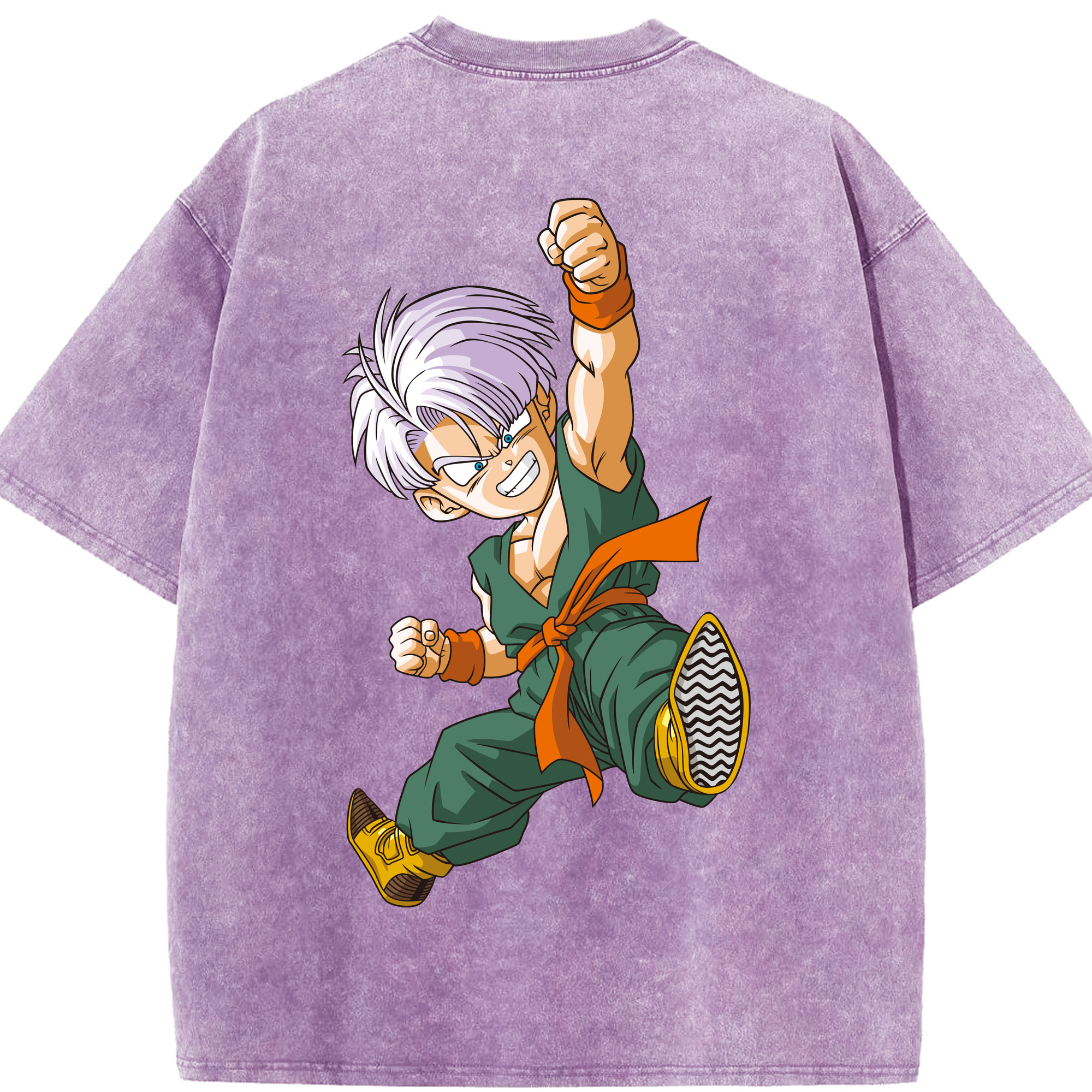 （画像用） ドラゴンボール トランクス（Torankusu）DRAGON BALL Trunks 綿100% ヴィンテージ風 半袖Tシャツ（背面プリント）