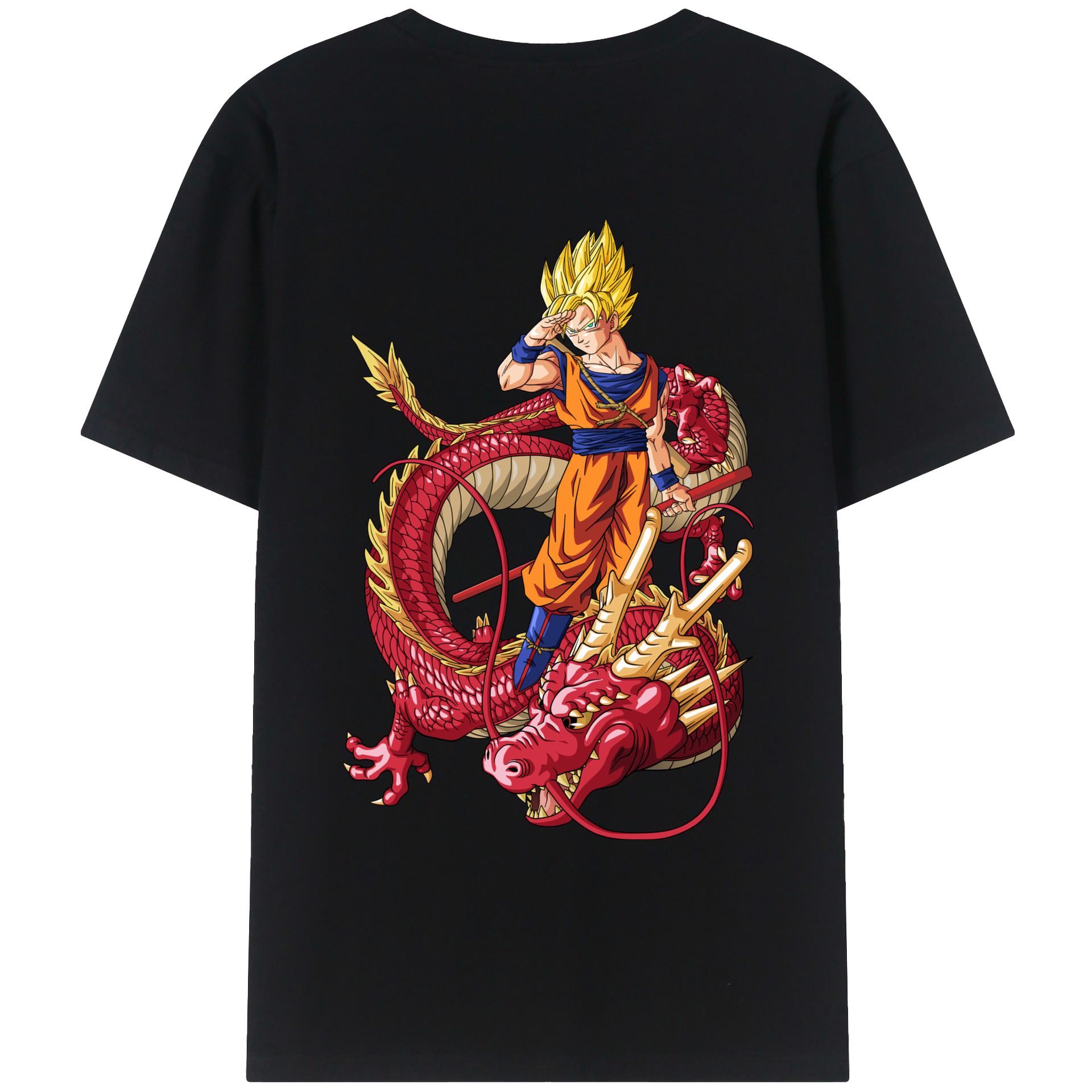 （画像用） ドラゴンボール 孫悟空（そん ごくう）Son Goku カカロット DRAGON BALL Kakarotto 綿100％ メンズ半袖Tシャツ（バックプリント） 通気性