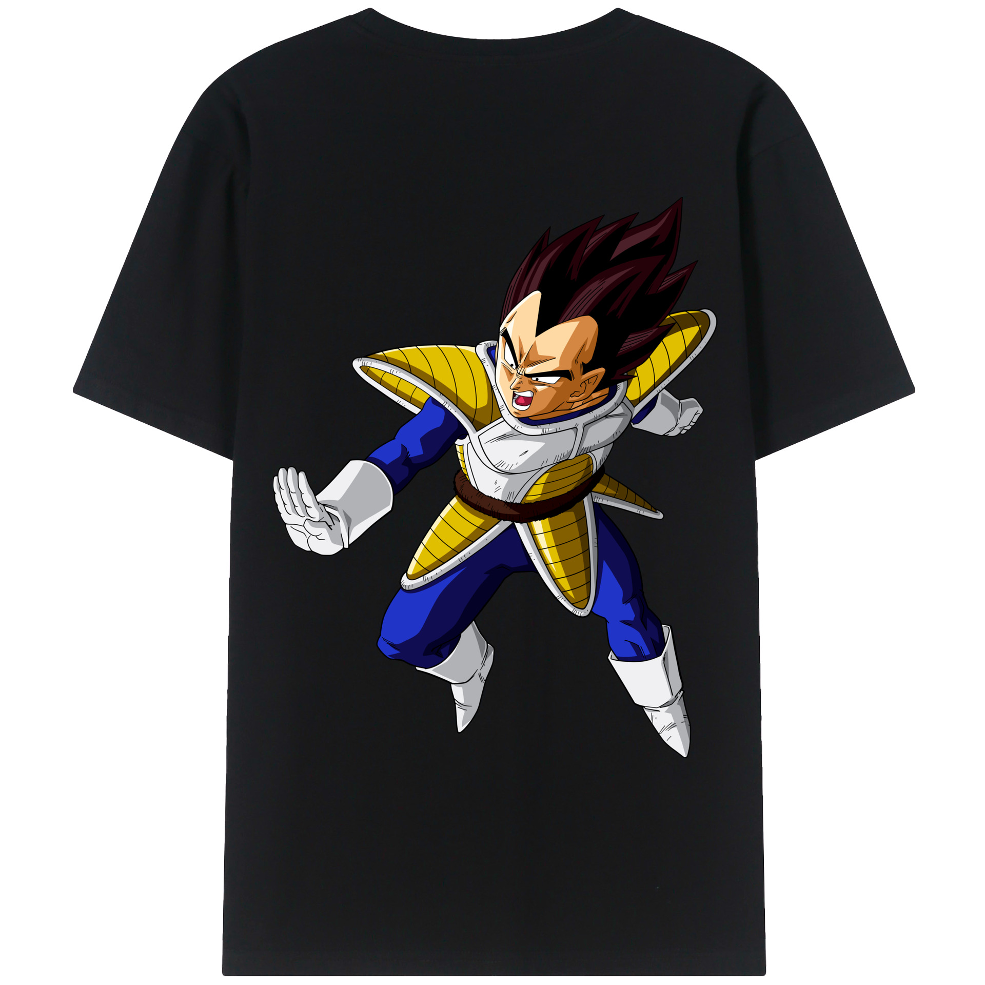 （画像用） ドラゴンボール ベジータ四世（Bejīta Yonsei）DRAGON BALL Vegeta IV 綿100％ メンズ半袖Tシャツ（バックプリント） 通気性