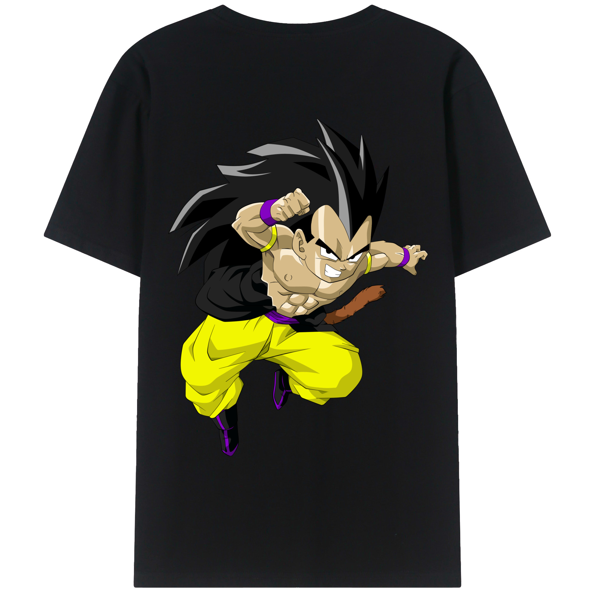（画像用） ドラゴンボール ベジータ四世（Bejīta Yonsei）DRAGON BALL Vegeta IV 綿100％ メンズ半袖Tシャツ（バックプリント） 通気性