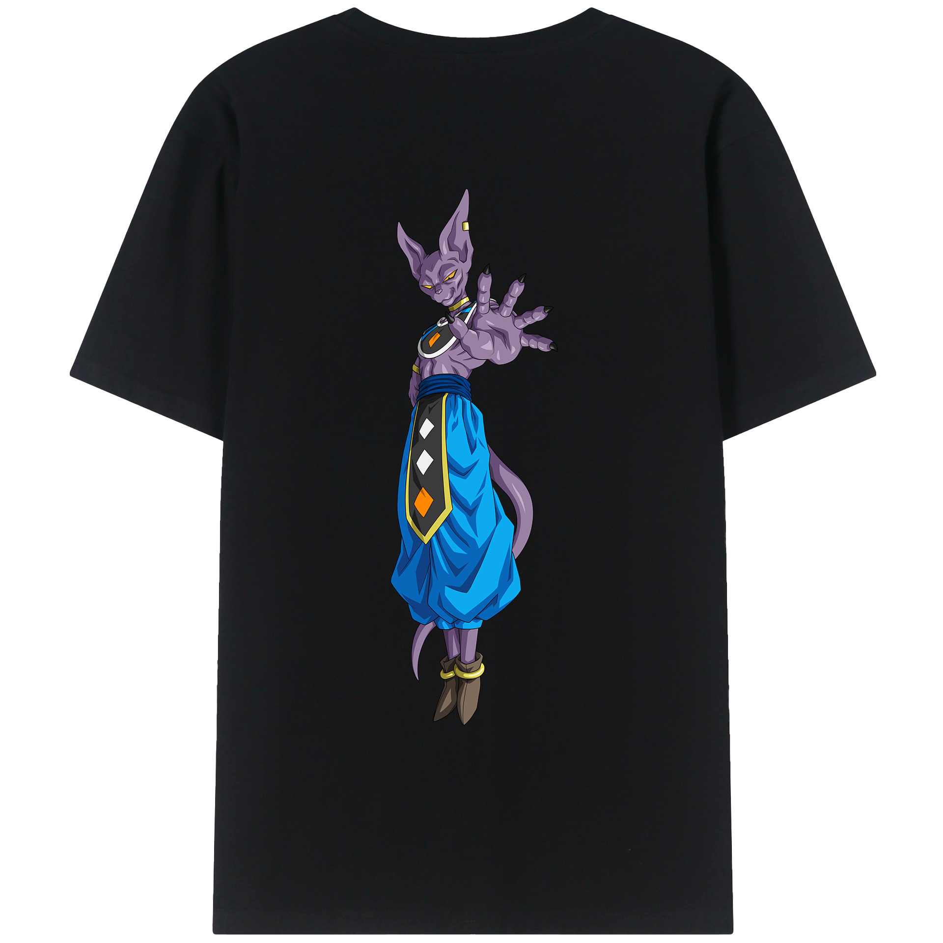 （画像用） ドラゴンボール ビルス 破壊神ビルス DRAGON BALL Beerus Birusu 綿100％ メンズ半袖Tシャツ（バックプリント） 通気性