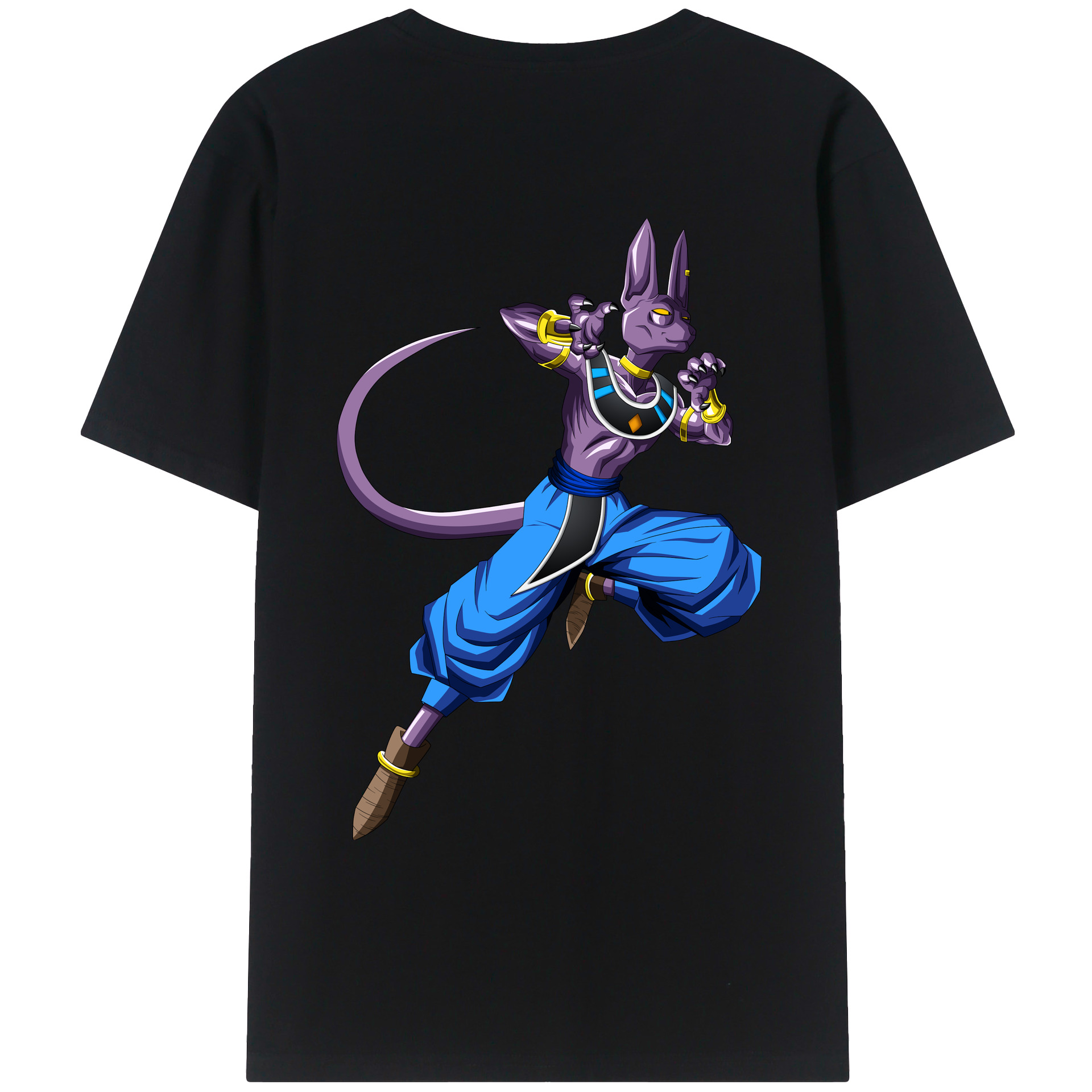 （画像用） ドラゴンボール ビルス 破壊神ビルス DRAGON BALL Beerus Birusu 綿100％ メンズ半袖Tシャツ（バックプリント） 通気性