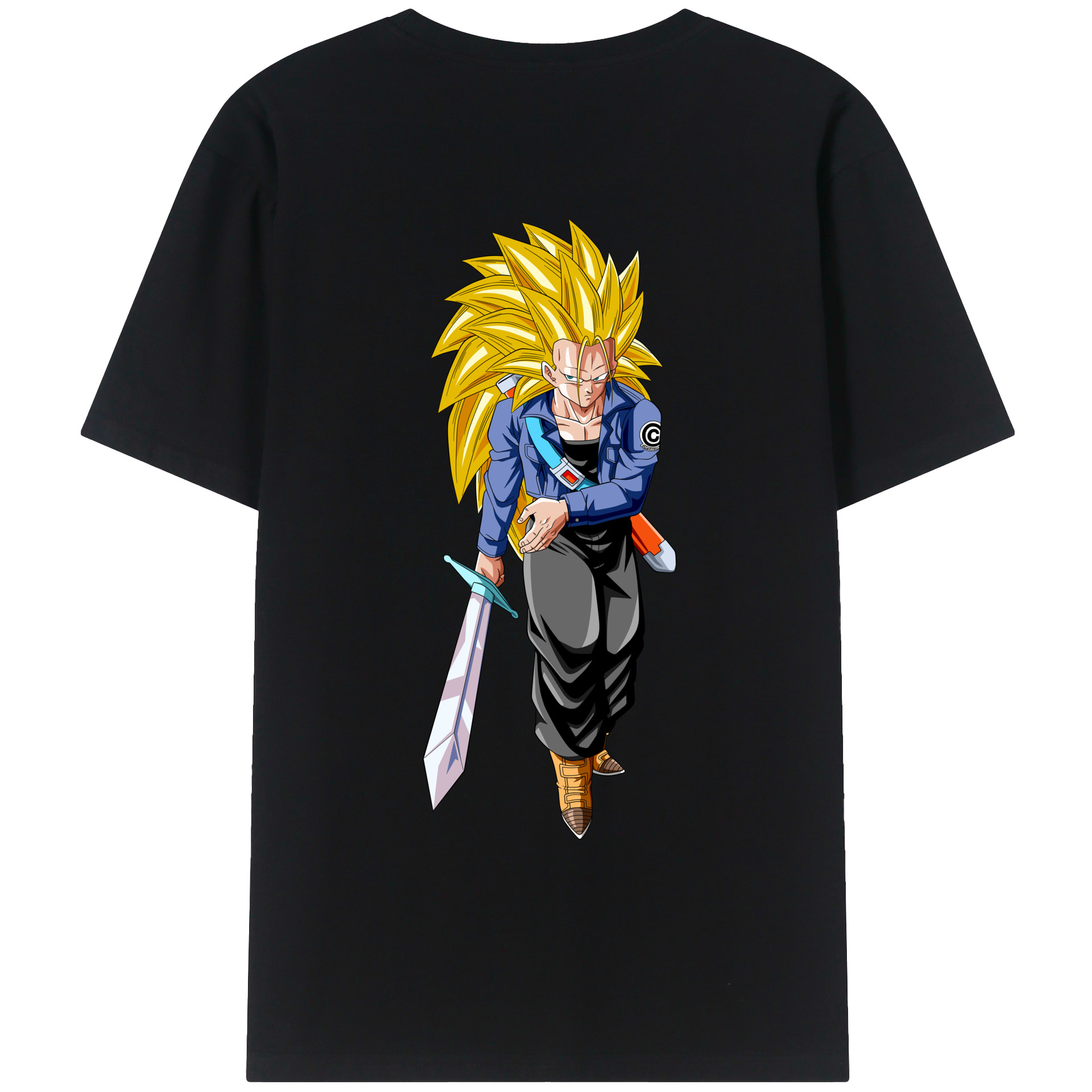 （画像用） ドラゴンボール トランクス（Torankusu）DRAGON BALL Trunks 綿100％ メンズ半袖Tシャツ（バックプリント） 通気性