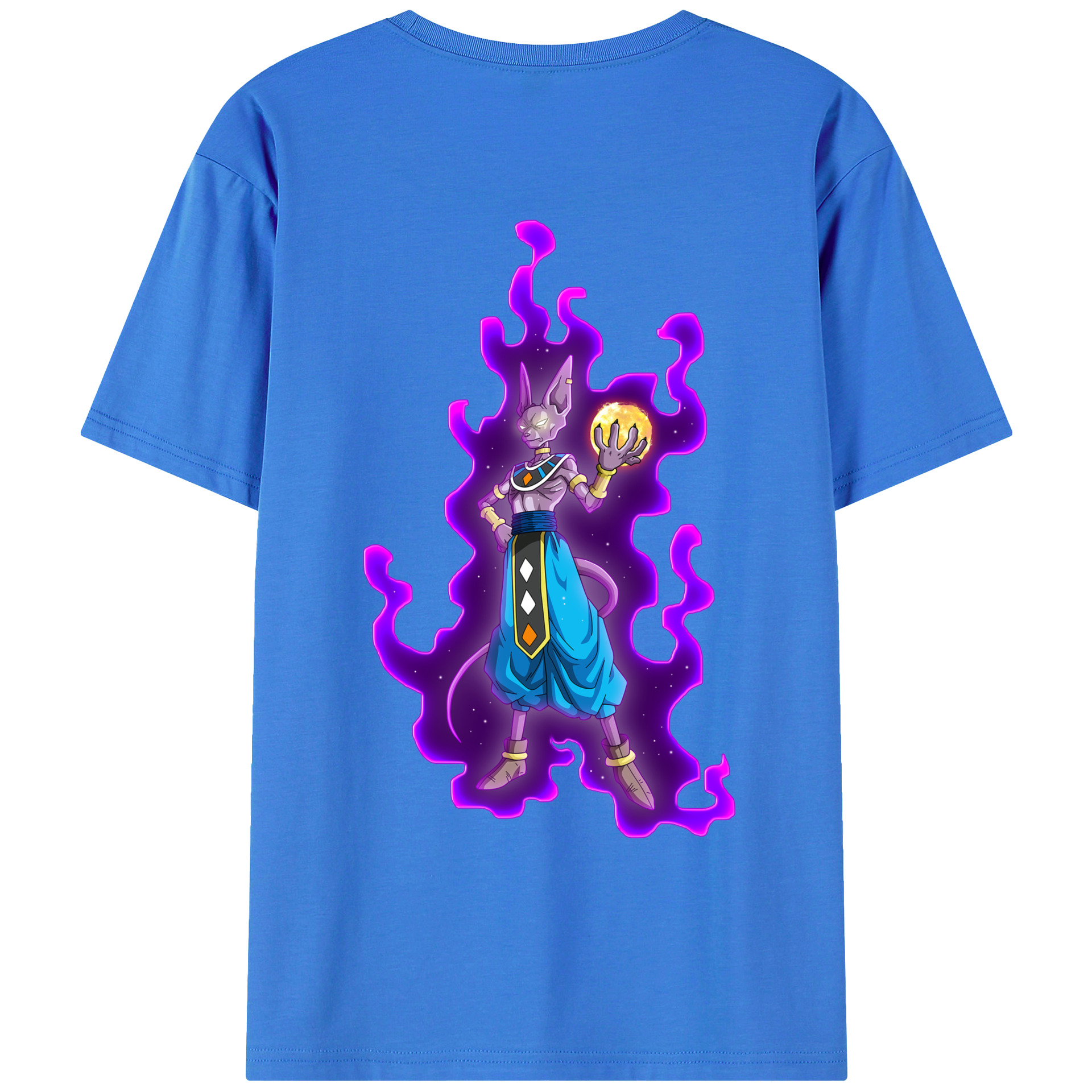 （画像用） ドラゴンボール ビルス 破壊神ビルス DRAGON BALL Beerus Birusu 綿100％ メンズ半袖Tシャツ（バックプリント） 通気性