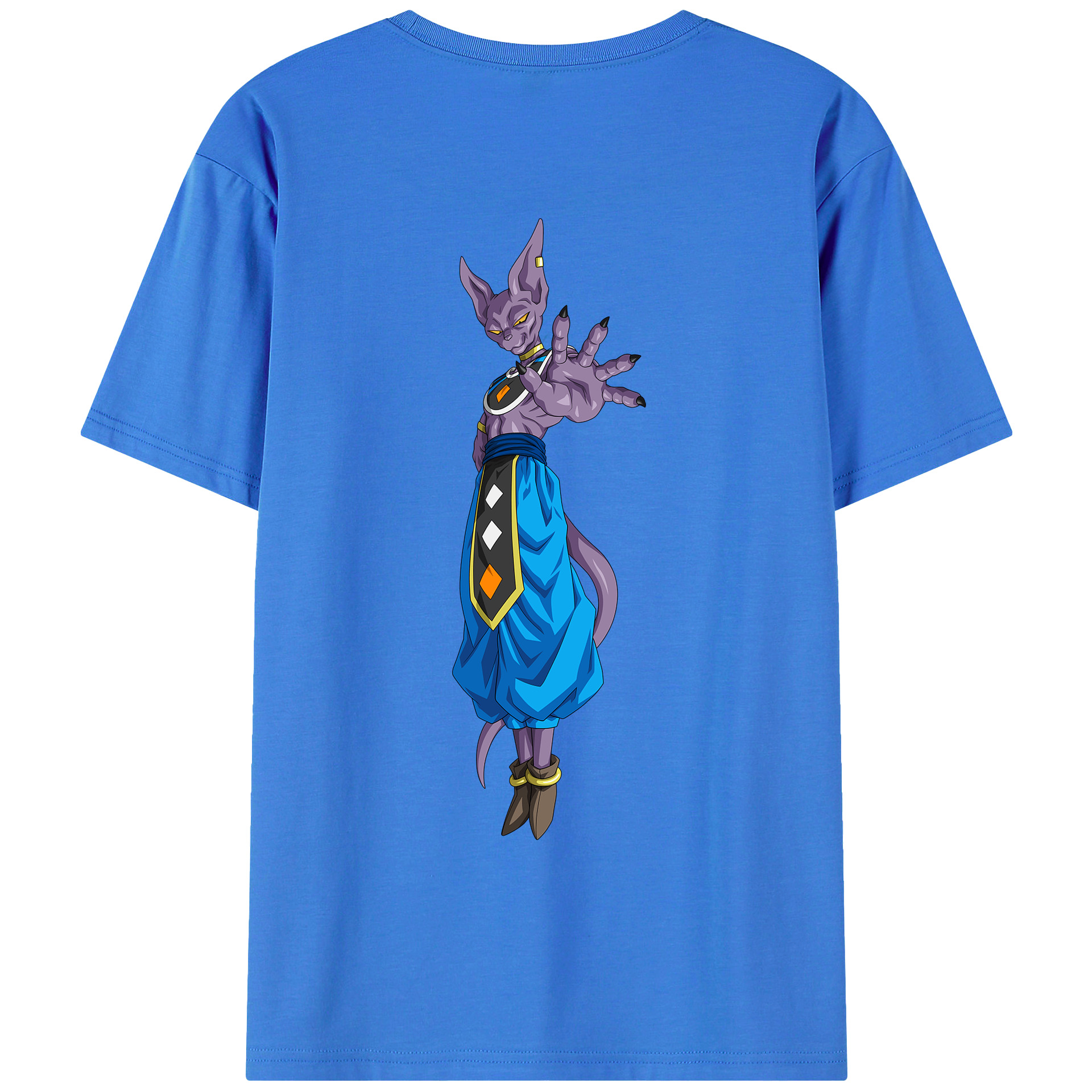 （画像用） ドラゴンボール ビルス 破壊神ビルス DRAGON BALL Beerus Birusu 綿100％ メンズ半袖Tシャツ（バックプリント） 通気性
