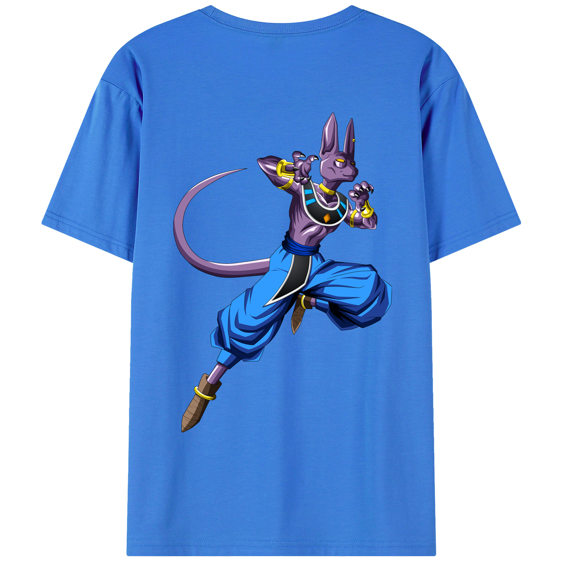 （画像用） ドラゴンボール ビルス 破壊神ビルス DRAGON BALL Beerus Birusu 綿100％ メンズ半袖Tシャツ（バックプリント） 通気性
