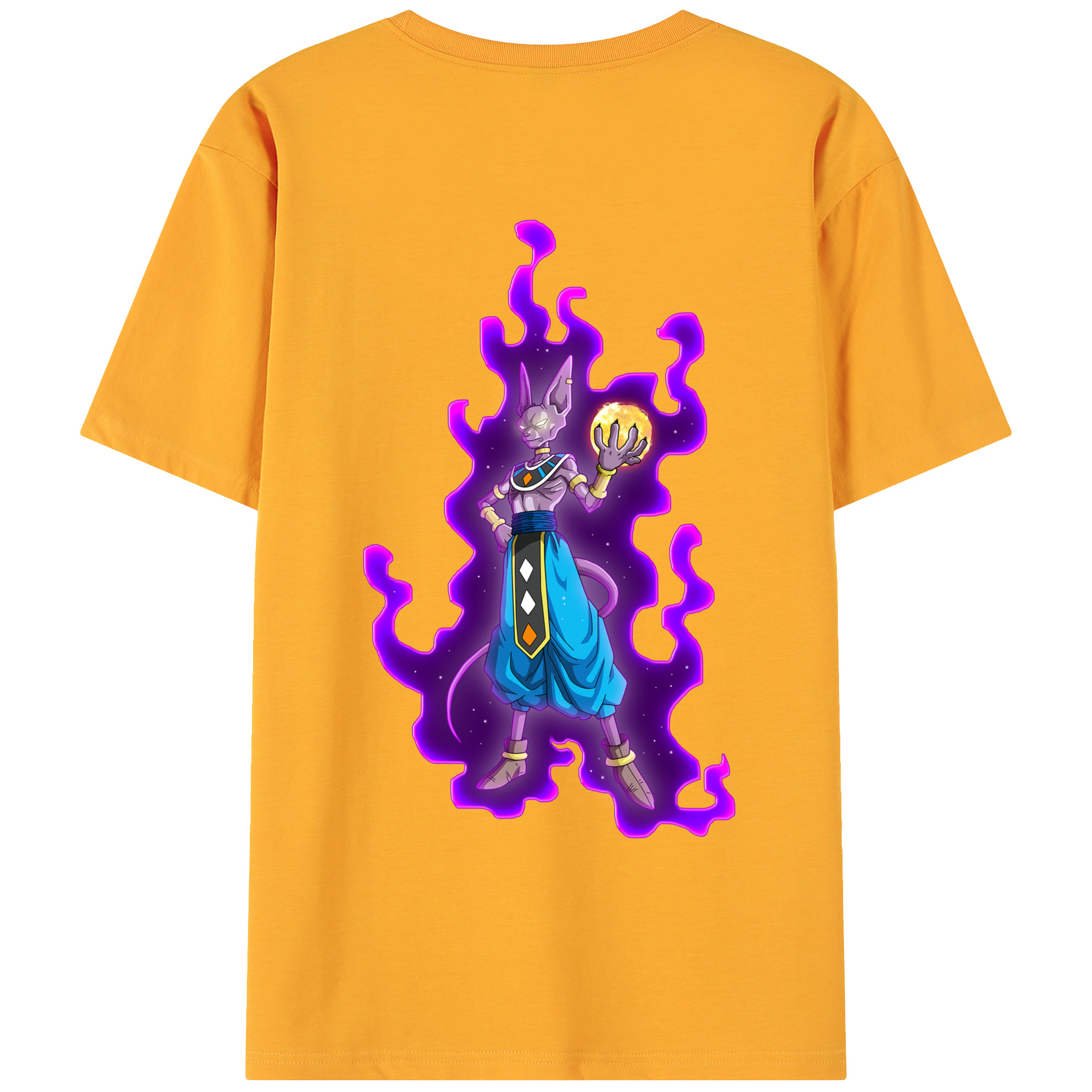（画像用） ドラゴンボール ビルス 破壊神ビルス DRAGON BALL Beerus Birusu 綿100％ メンズ半袖Tシャツ（バックプリント） 通気性