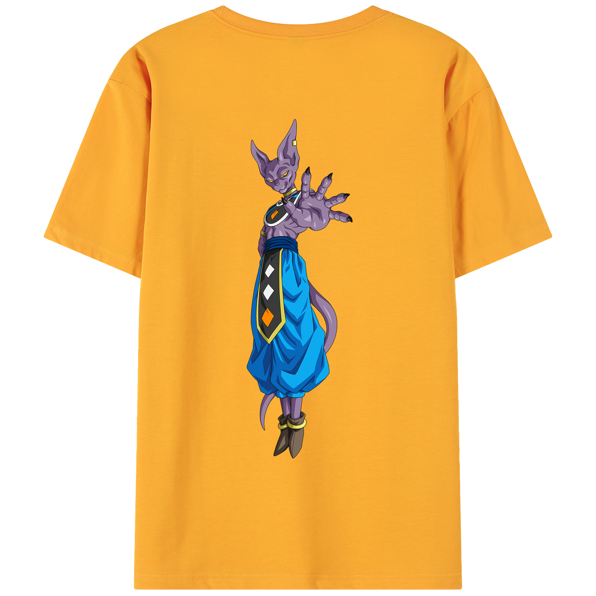 （画像用） ドラゴンボール ビルス 破壊神ビルス DRAGON BALL Beerus Birusu 綿100％ メンズ半袖Tシャツ（バックプリント） 通気性
