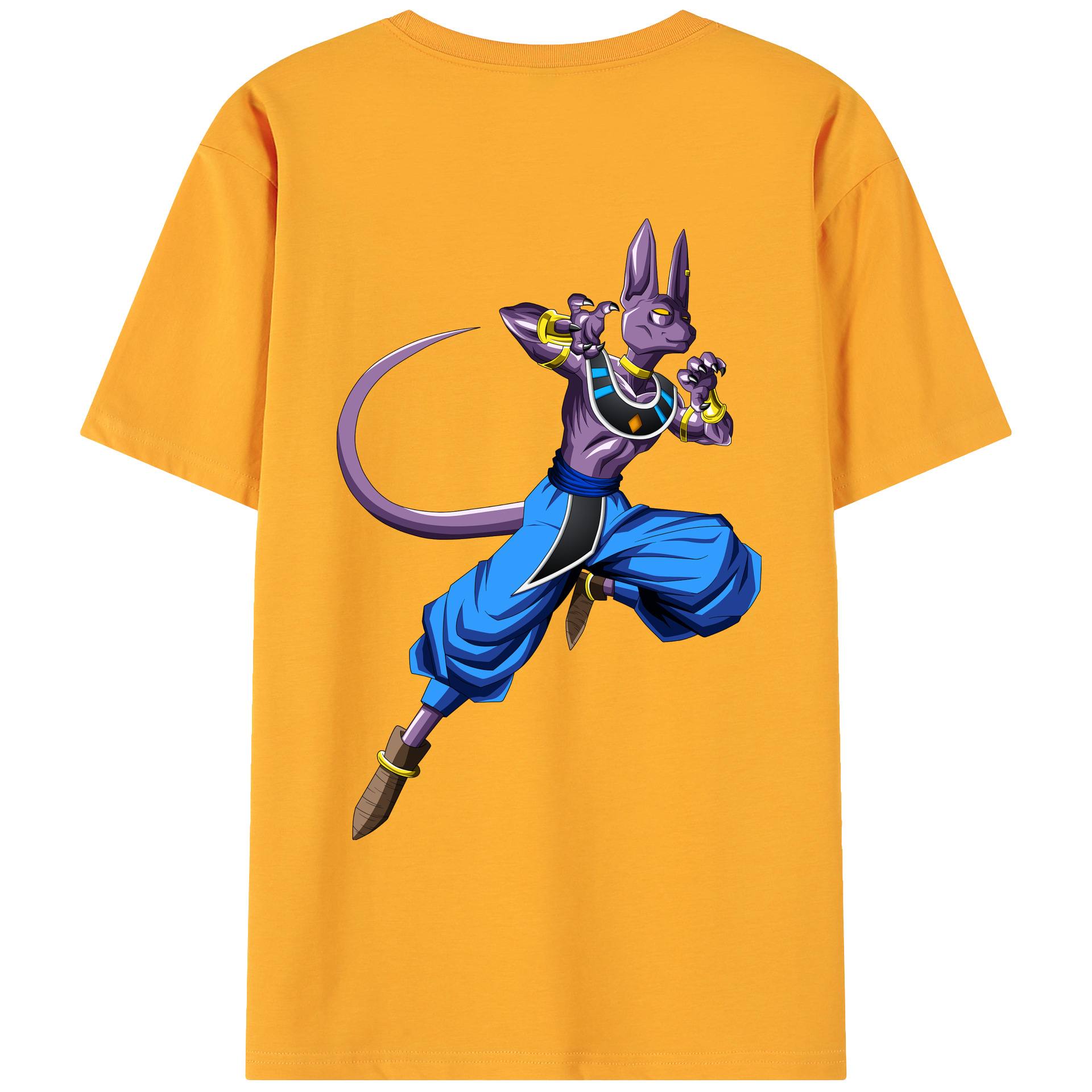 （画像用） ドラゴンボール ビルス 破壊神ビルス DRAGON BALL Beerus Birusu 綿100％ メンズ半袖Tシャツ（バックプリント） 通気性