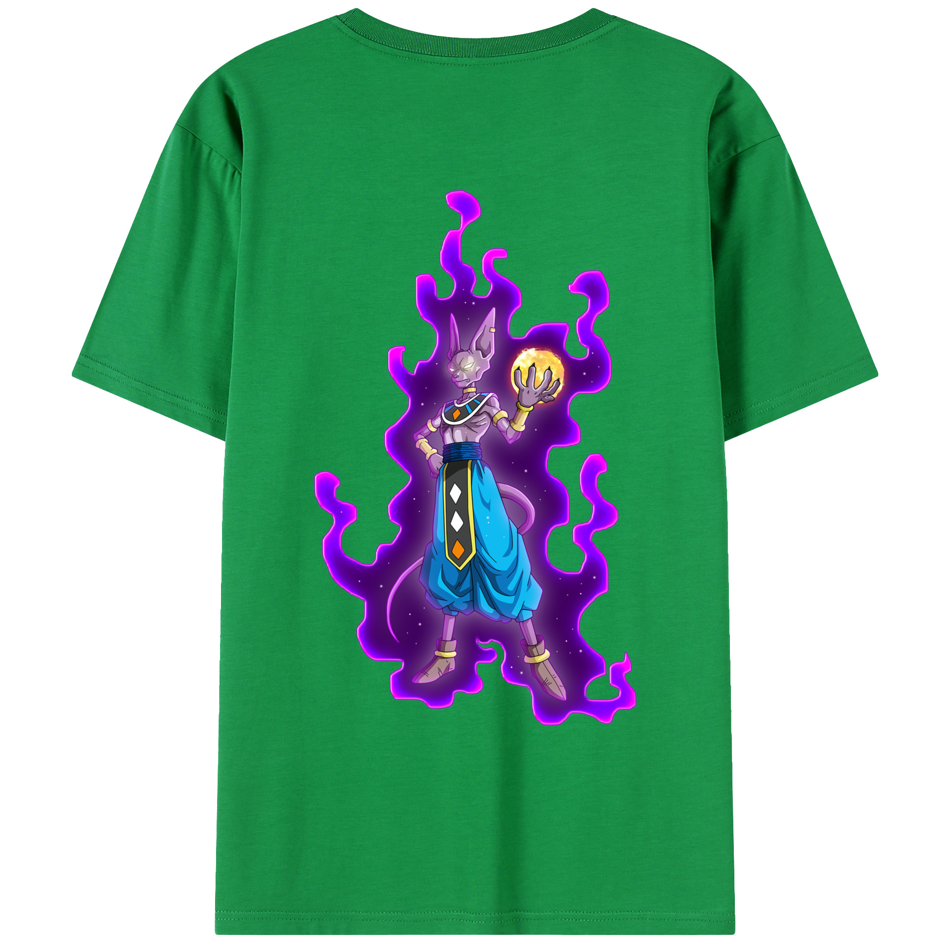 （画像用） ドラゴンボール ビルス 破壊神ビルス DRAGON BALL Beerus Birusu 綿100％ メンズ半袖Tシャツ（バックプリント） 通気性