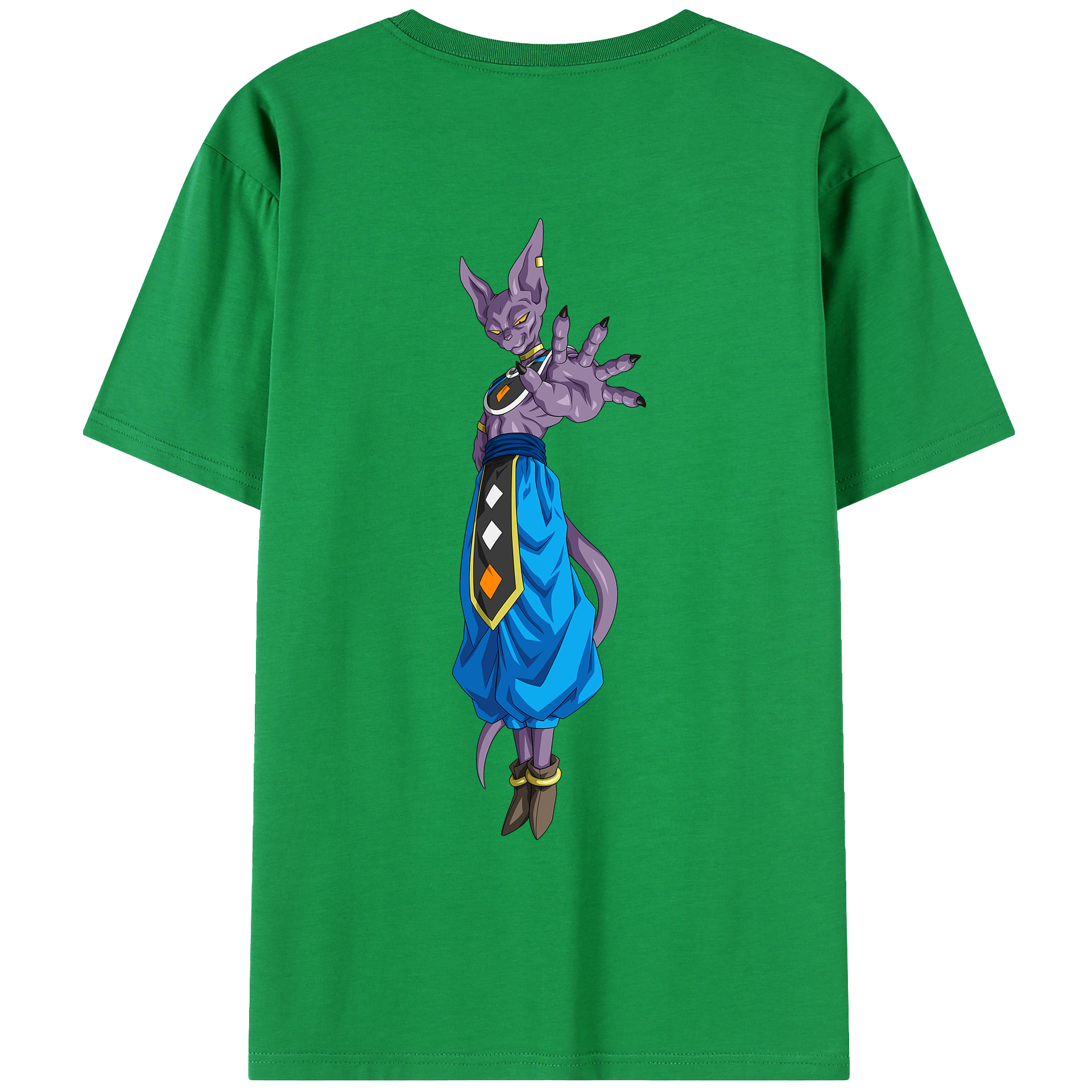 （画像用） ドラゴンボール ビルス 破壊神ビルス DRAGON BALL Beerus Birusu 綿100％ メンズ半袖Tシャツ（バックプリント） 通気性