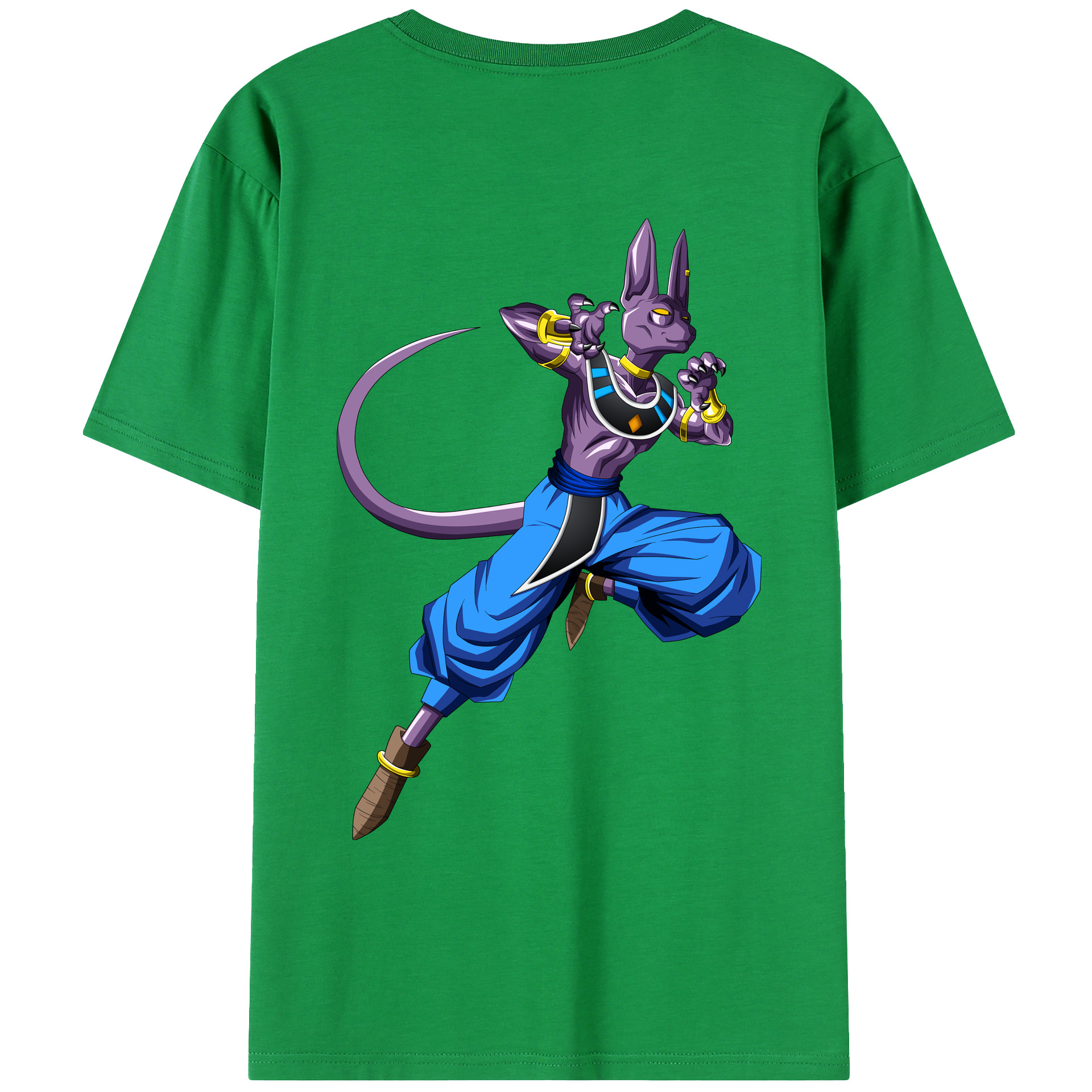 （画像用） ドラゴンボール ビルス 破壊神ビルス DRAGON BALL Beerus Birusu 綿100％ メンズ半袖Tシャツ（バックプリント） 通気性
