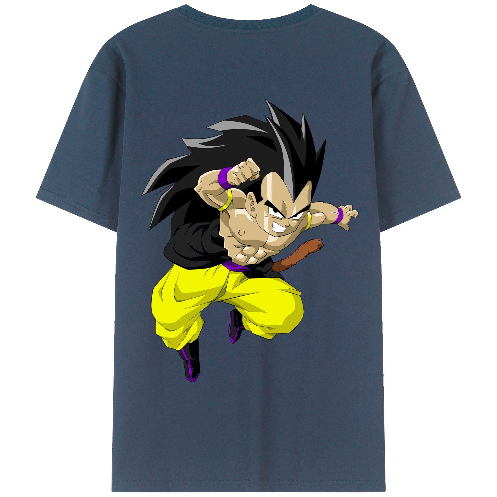 （画像用） ドラゴンボール ベジータ四世（Bejīta Yonsei）DRAGON BALL Vegeta IV 綿100％ メンズ半袖Tシャツ（バックプリント） 通気性