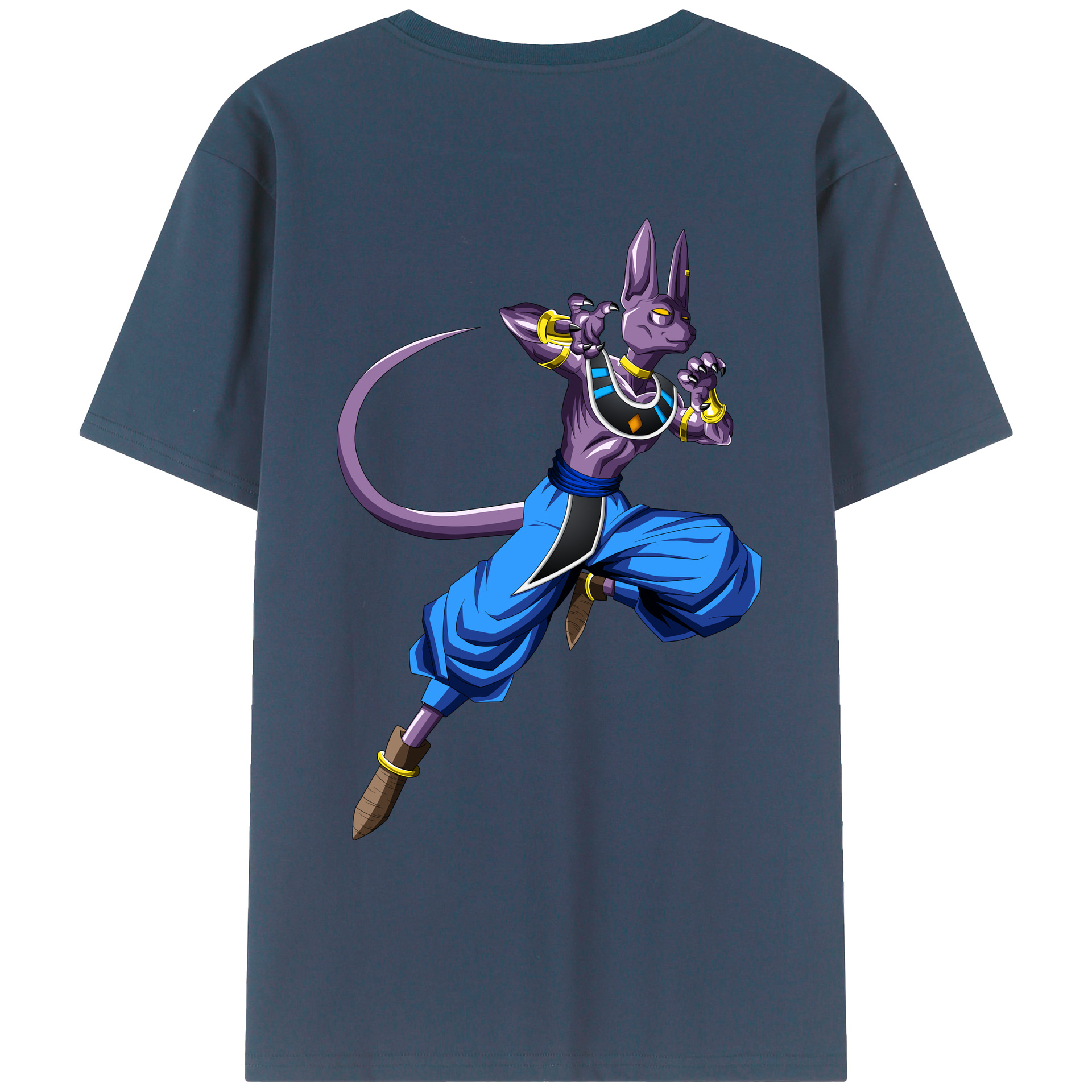 （画像用） ドラゴンボール ビルス 破壊神ビルス DRAGON BALL Beerus Birusu 綿100％ メンズ半袖Tシャツ（バックプリント） 通気性