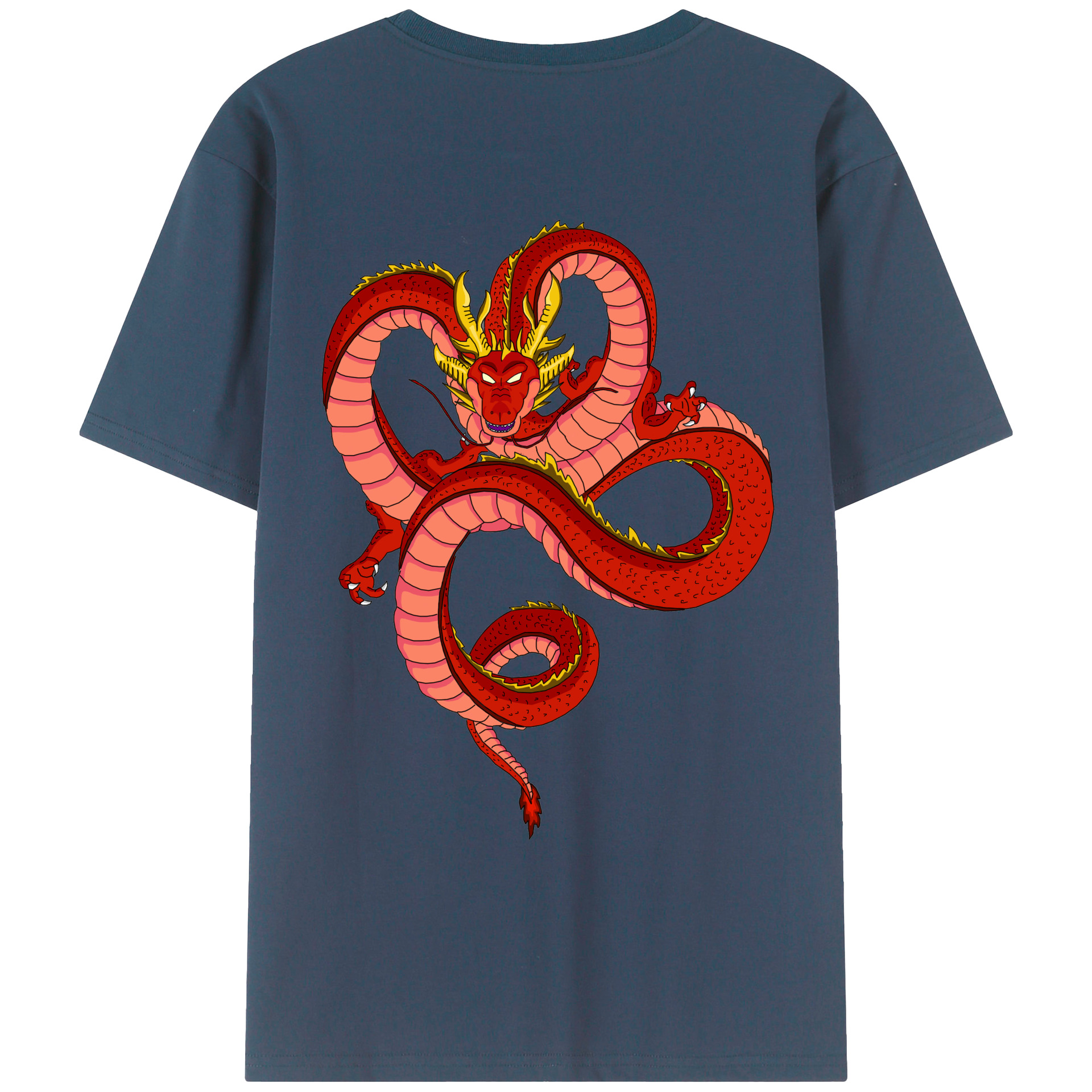 （画像用） ドラゴンボール 神龍 シェンロン DRAGON BALL Shenron 綿100％ メンズ半袖Tシャツ（バックプリント） 通気性