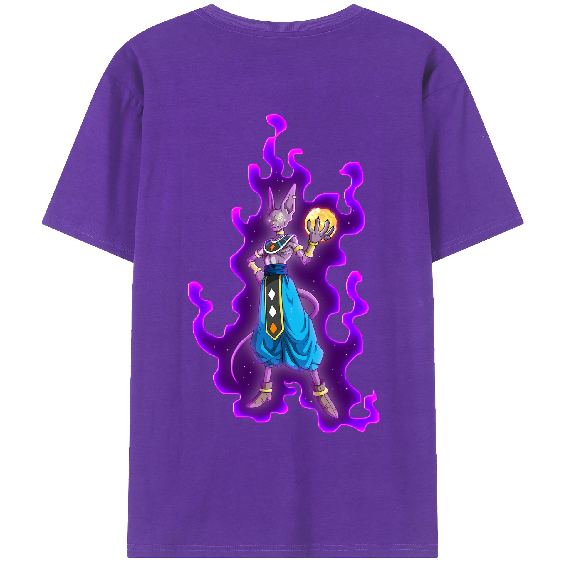 （画像用） ドラゴンボール ビルス 破壊神ビルス DRAGON BALL Beerus Birusu 綿100％ メンズ半袖Tシャツ（バックプリント） 通気性