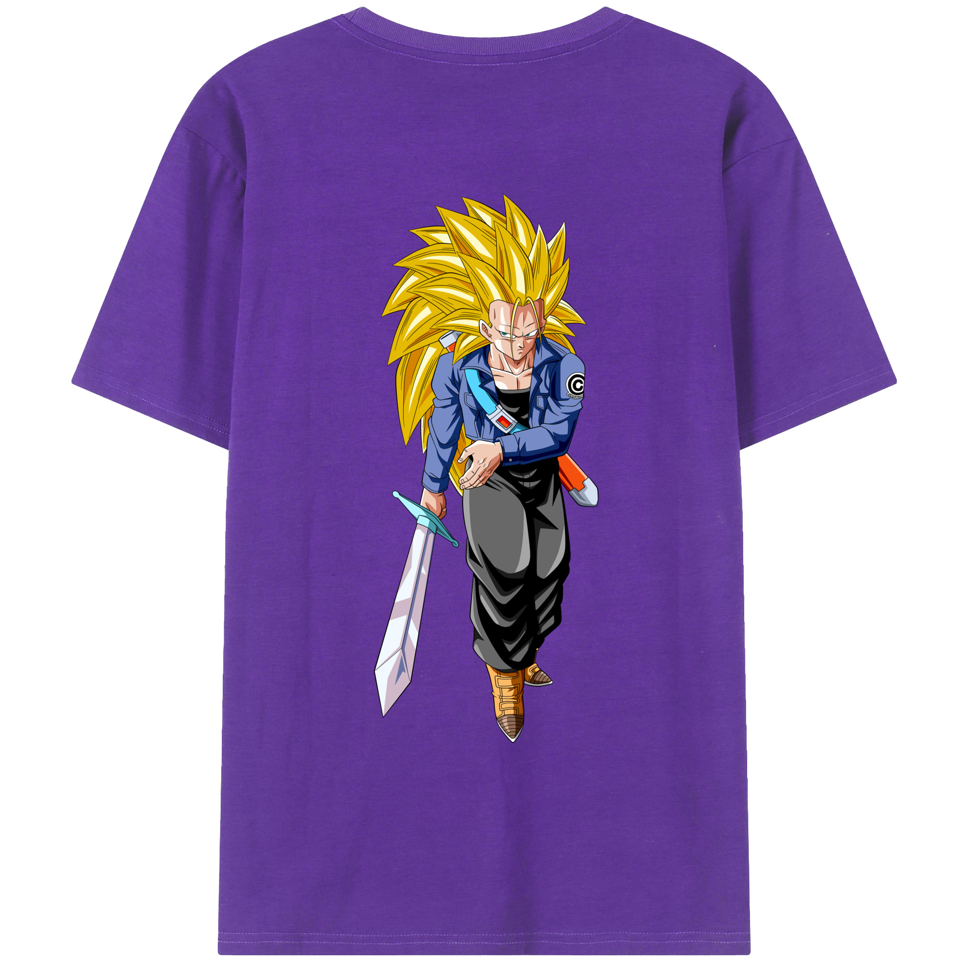 （画像用） ドラゴンボール トランクス（Torankusu）DRAGON BALL Trunks 綿100％ メンズ半袖Tシャツ（バックプリント） 通気性