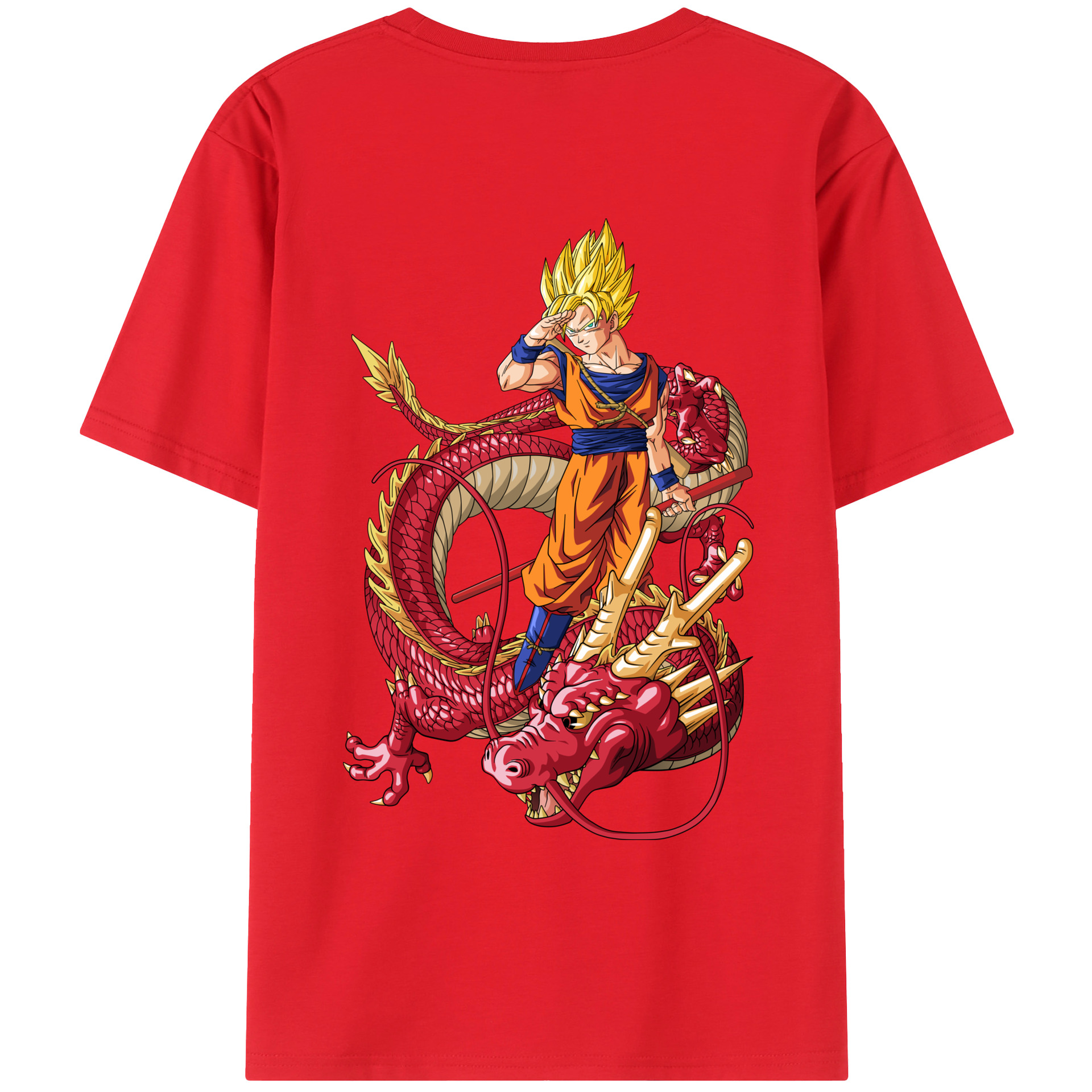 （画像用） ドラゴンボール 孫悟空（そん ごくう）Son Goku カカロット DRAGON BALL Kakarotto 綿100％ メンズ半袖Tシャツ（バックプリント） 通気性