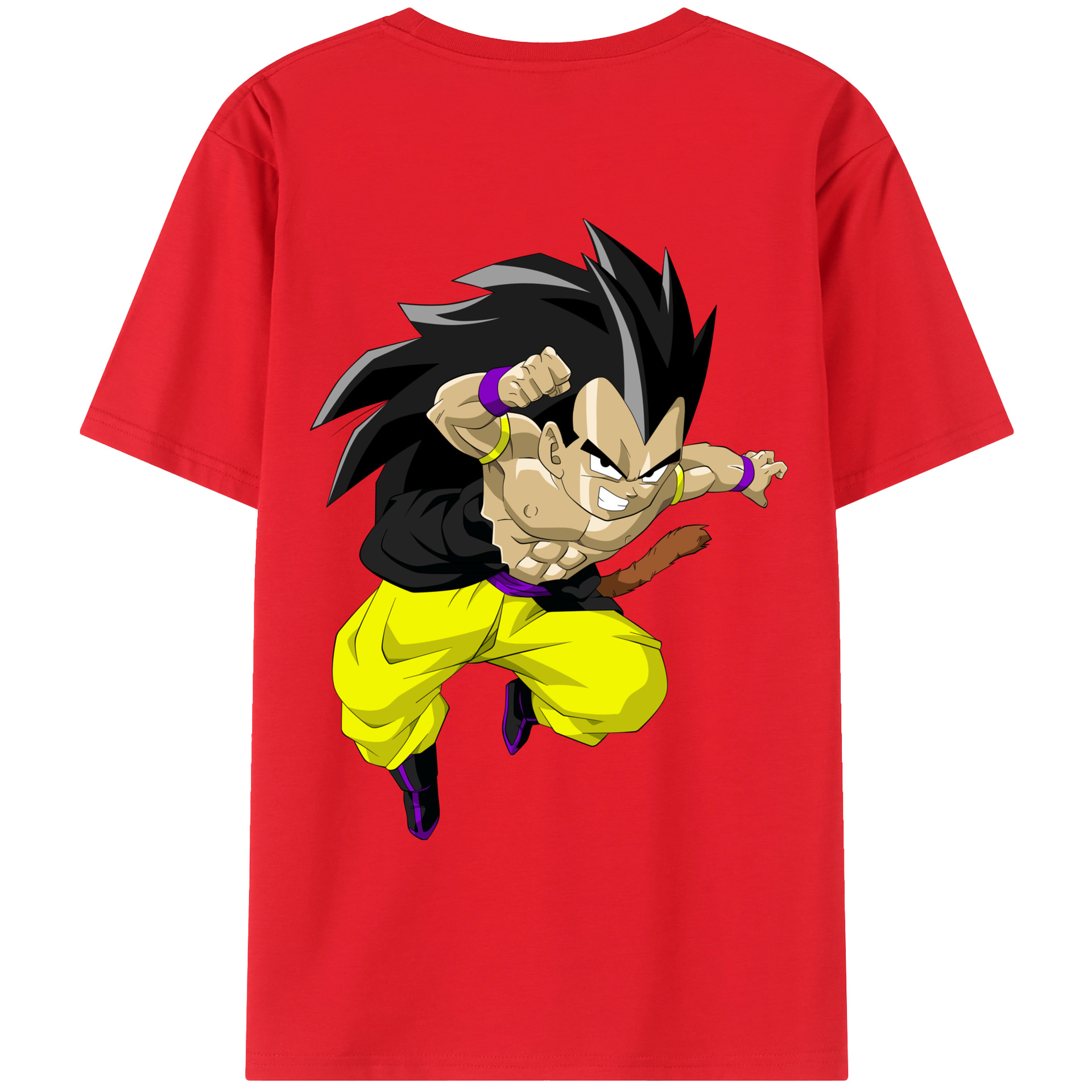 （画像用） ドラゴンボール ベジータ四世（Bejīta Yonsei）DRAGON BALL Vegeta IV 綿100％ メンズ半袖Tシャツ（バックプリント） 通気性
