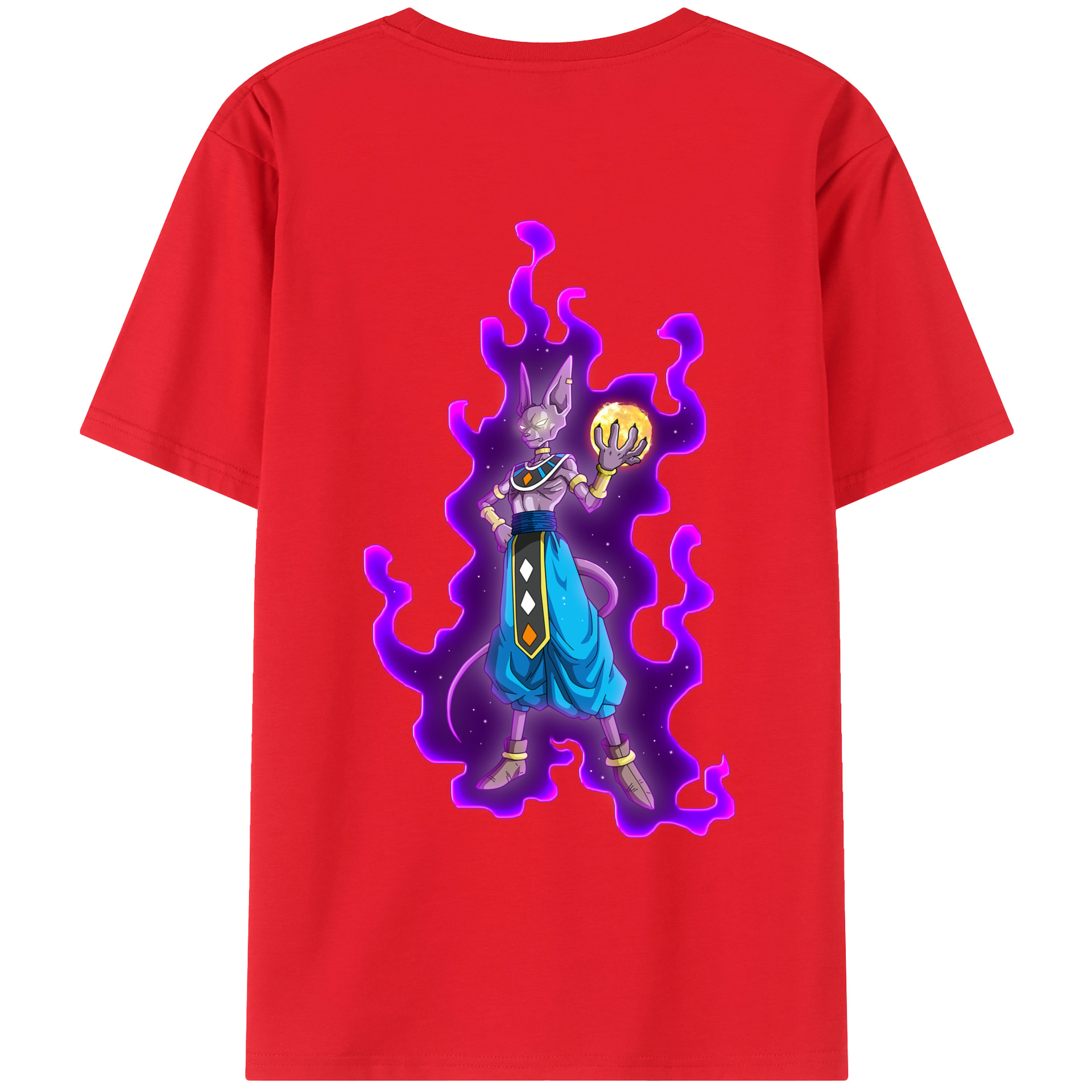 （画像用） ドラゴンボール ビルス 破壊神ビルス DRAGON BALL Beerus Birusu 綿100％ メンズ半袖Tシャツ（バックプリント） 通気性