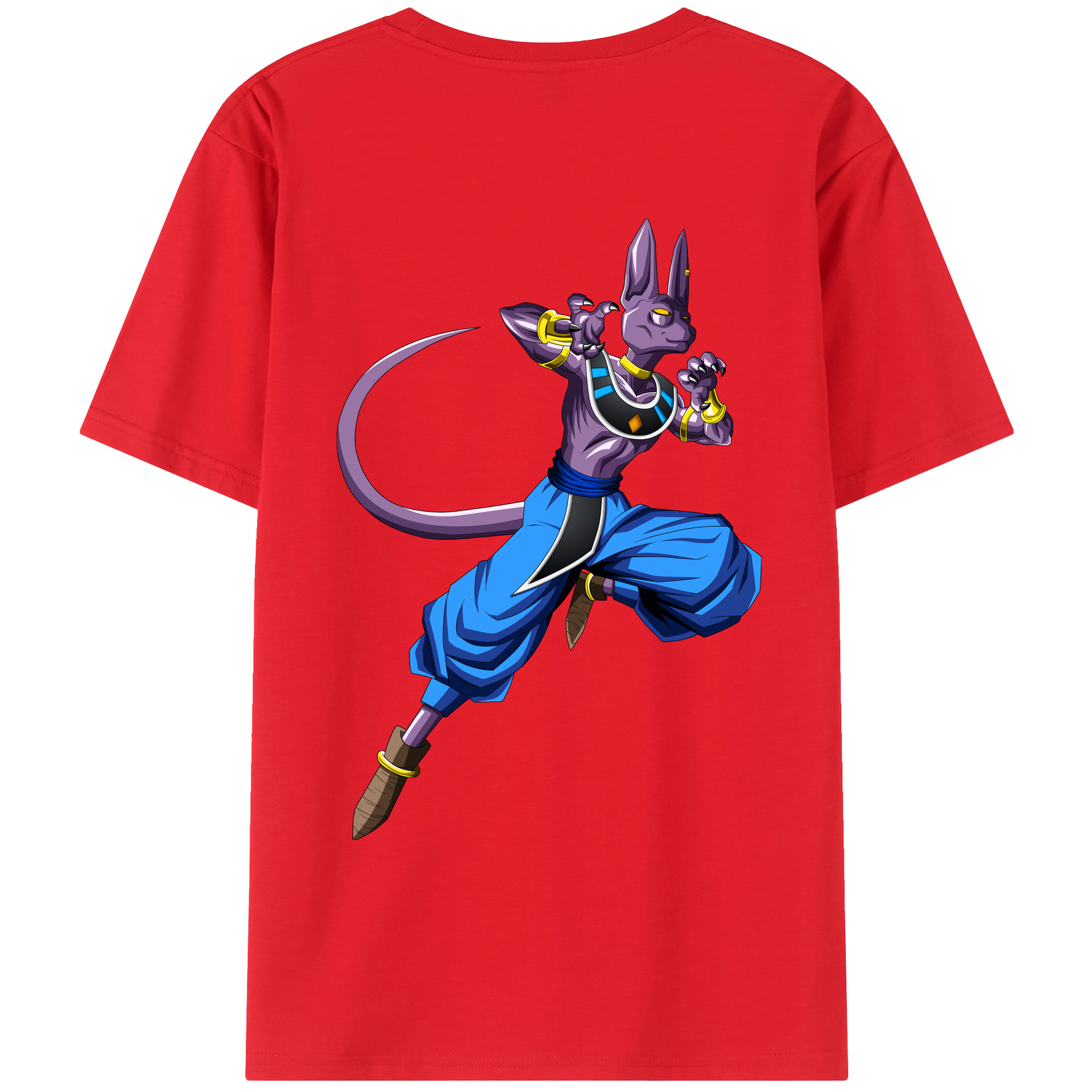 （画像用） ドラゴンボール ビルス 破壊神ビルス DRAGON BALL Beerus Birusu 綿100％ メンズ半袖Tシャツ（バックプリント） 通気性