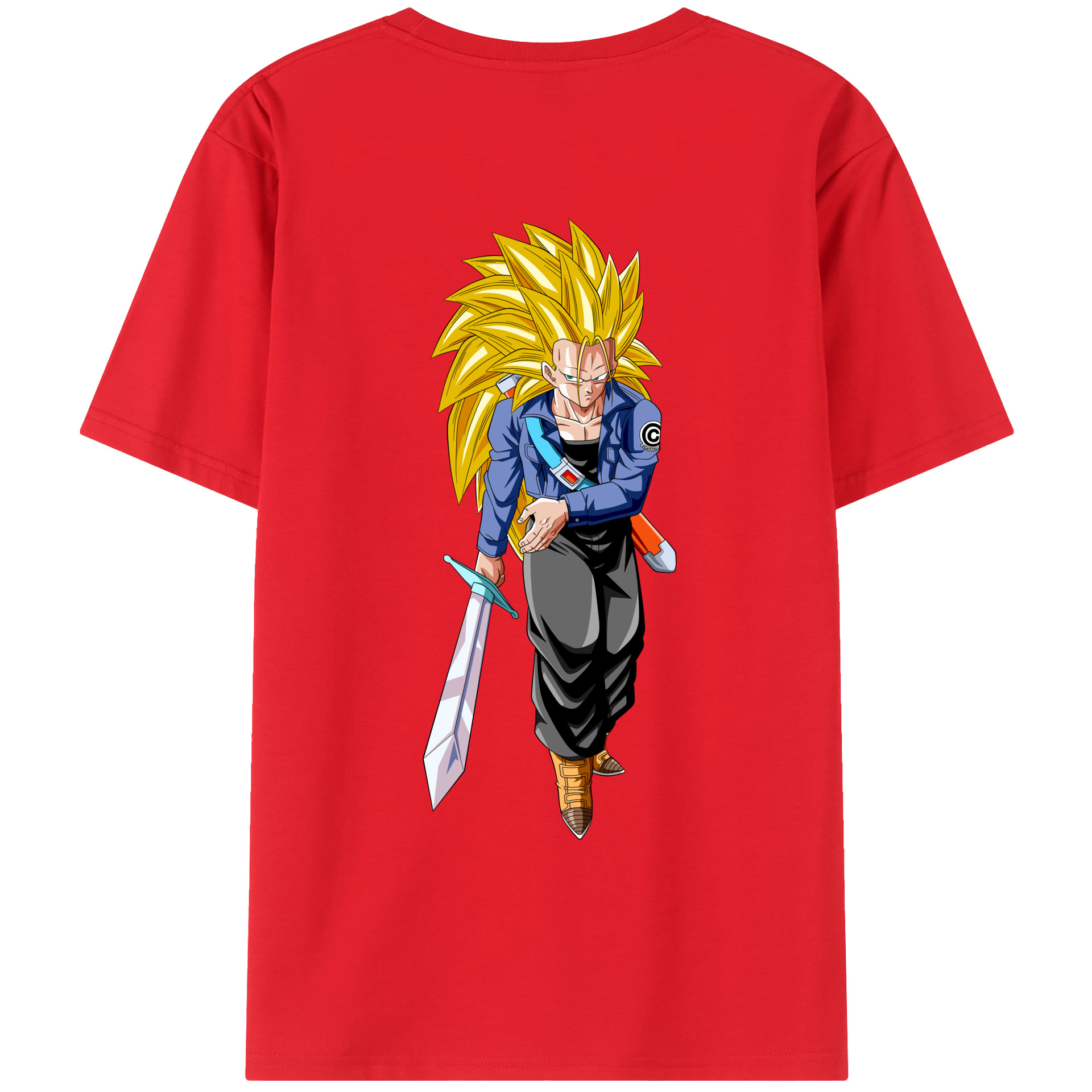 （画像用） ドラゴンボール トランクス（Torankusu）DRAGON BALL Trunks 綿100％ メンズ半袖Tシャツ（バックプリント） 通気性