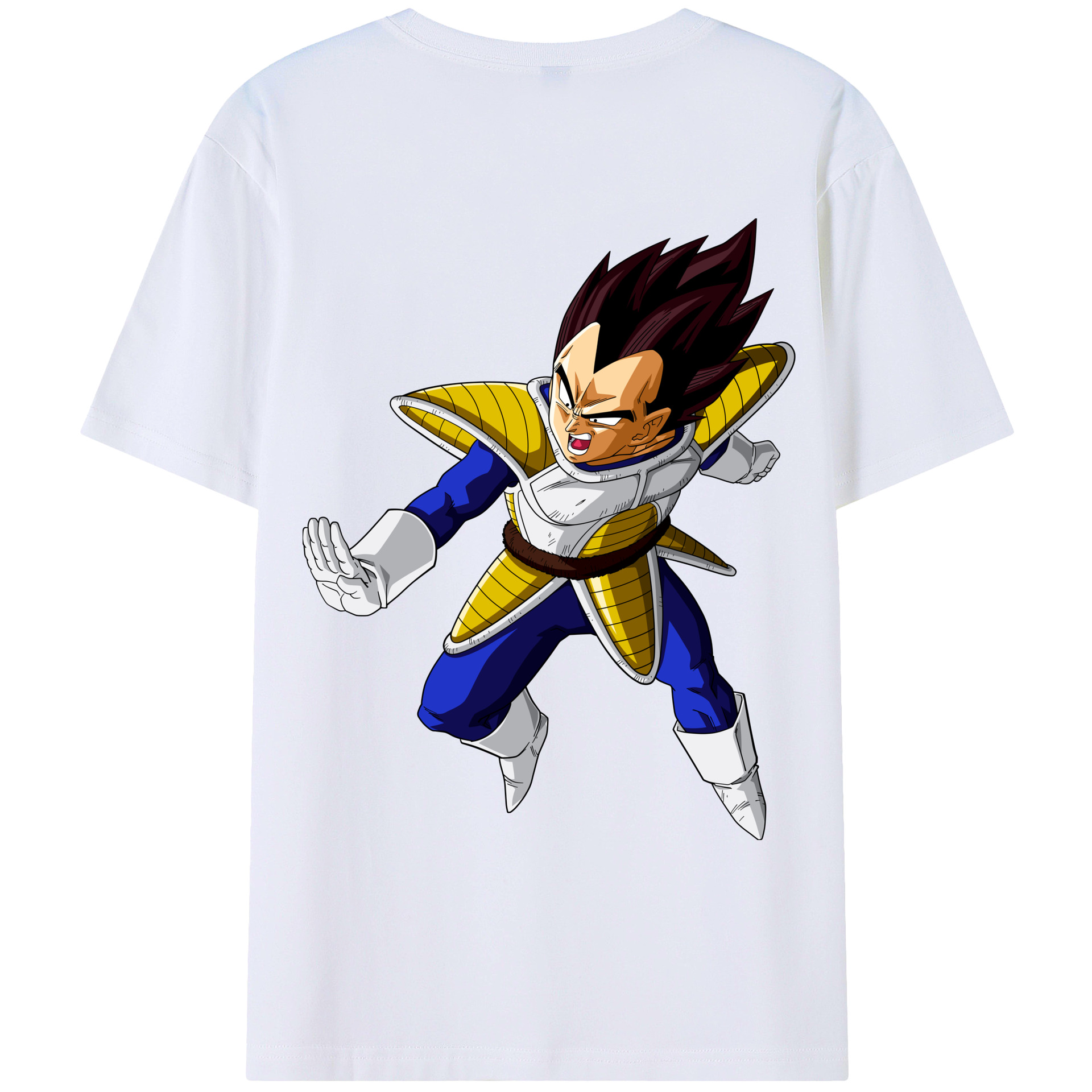 （画像用） ドラゴンボール ベジータ四世（Bejīta Yonsei）DRAGON BALL Vegeta IV 綿100％ メンズ半袖Tシャツ（バックプリント） 通気性
