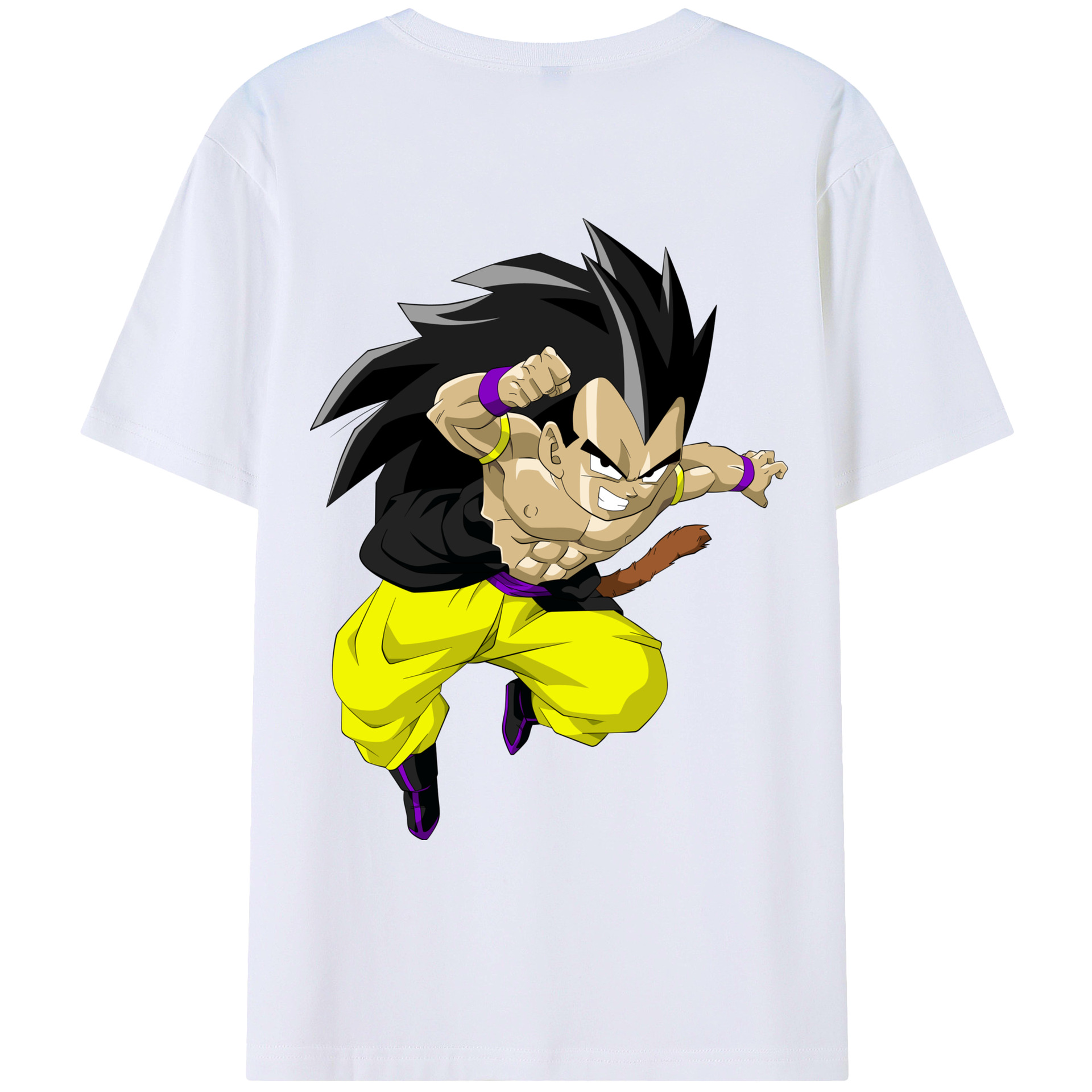 （画像用） ドラゴンボール ベジータ四世（Bejīta Yonsei）DRAGON BALL Vegeta IV 綿100％ メンズ半袖Tシャツ（バックプリント） 通気性