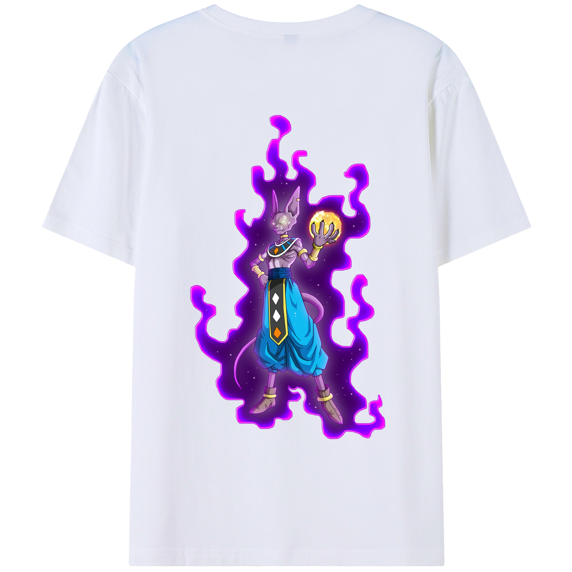 （画像用） ドラゴンボール ビルス 破壊神ビルス DRAGON BALL Beerus Birusu 綿100％ メンズ半袖Tシャツ（バックプリント） 通気性