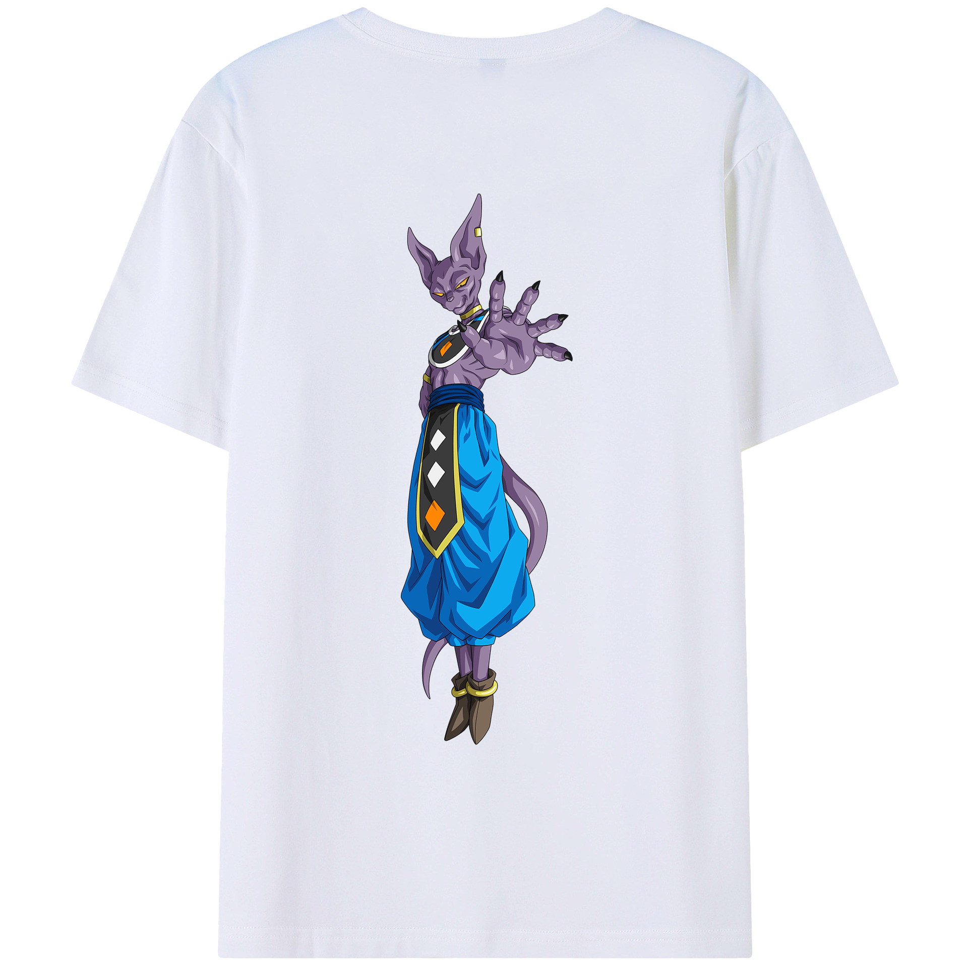 （画像用） ドラゴンボール ビルス 破壊神ビルス DRAGON BALL Beerus Birusu 綿100％ メンズ半袖Tシャツ（バックプリント） 通気性