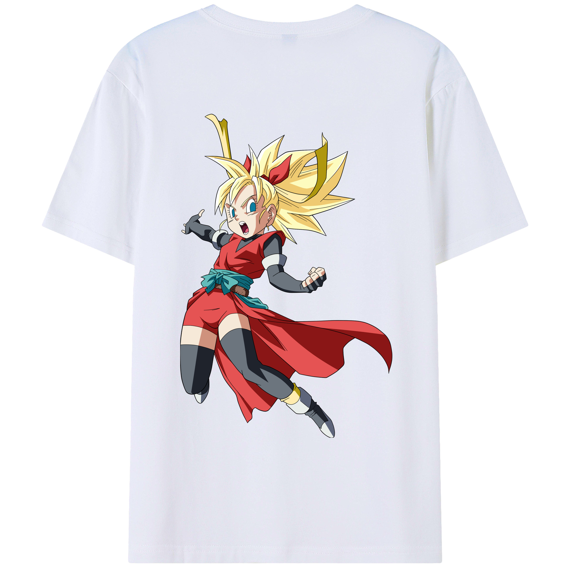 （画像用） ドラゴンボール カリフラ DRAGON BALL Caulifla 綿100％ メンズ半袖Tシャツ（バックプリント） 通気性