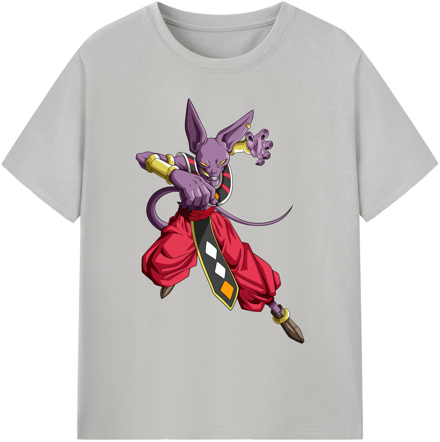 （画像用） ドラゴンボール ビルス 破壊神ビルス DRAGON BALL Beerus Birusu 綿100％ メンズ半袖Tシャツ｜肌触りやわらか＆通気性