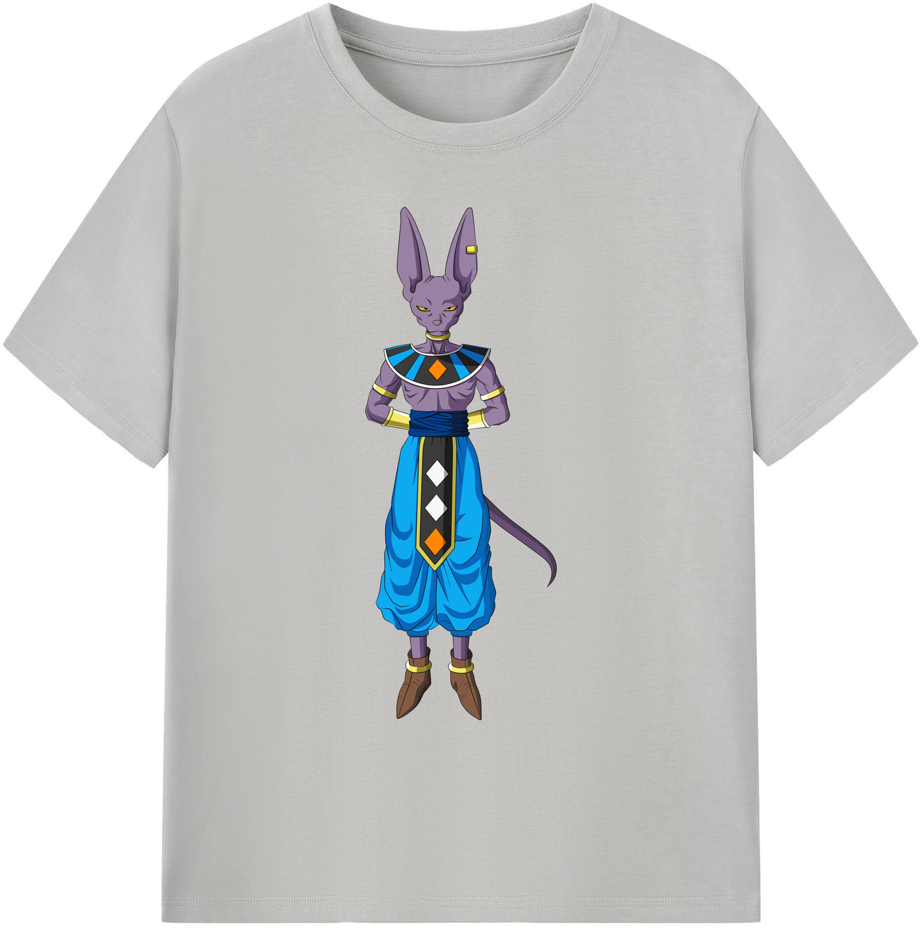 （画像用） ドラゴンボール ビルス 破壊神ビルス DRAGON BALL Beerus Birusu 綿100％ メンズ半袖Tシャツ｜肌触りやわらか＆通気性