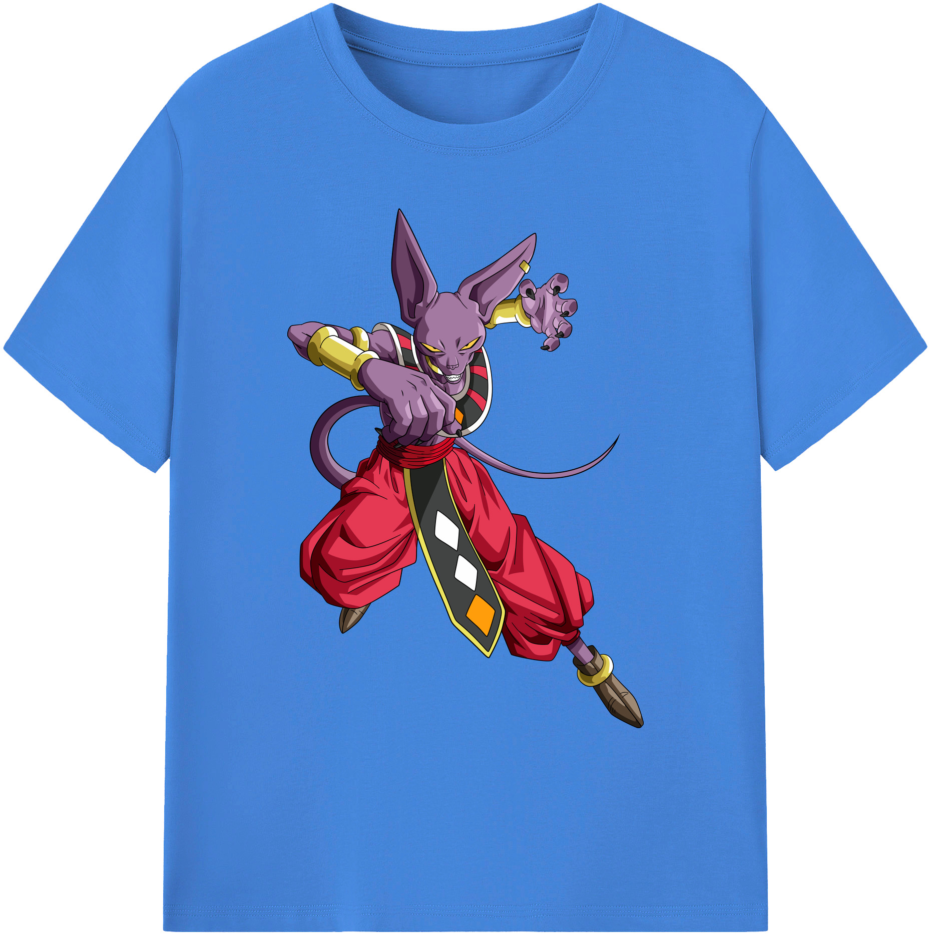 （画像用） ドラゴンボール ビルス 破壊神ビルス DRAGON BALL Beerus Birusu 綿100％ メンズ半袖Tシャツ｜肌触りやわらか＆通気性