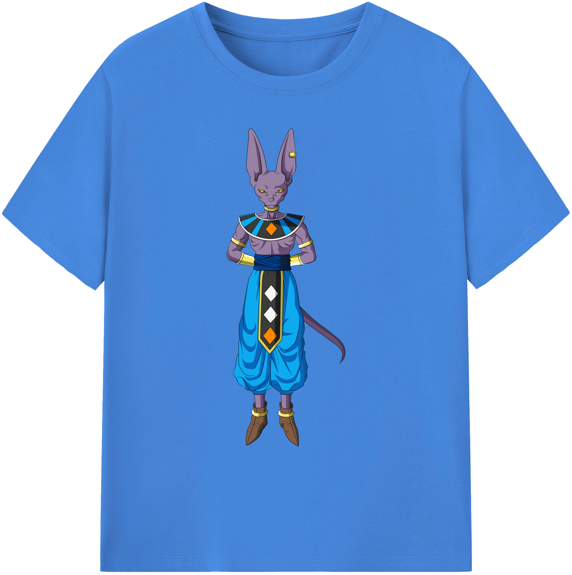 （画像用） ドラゴンボール ビルス 破壊神ビルス DRAGON BALL Beerus Birusu 綿100％ メンズ半袖Tシャツ｜肌触りやわらか＆通気性