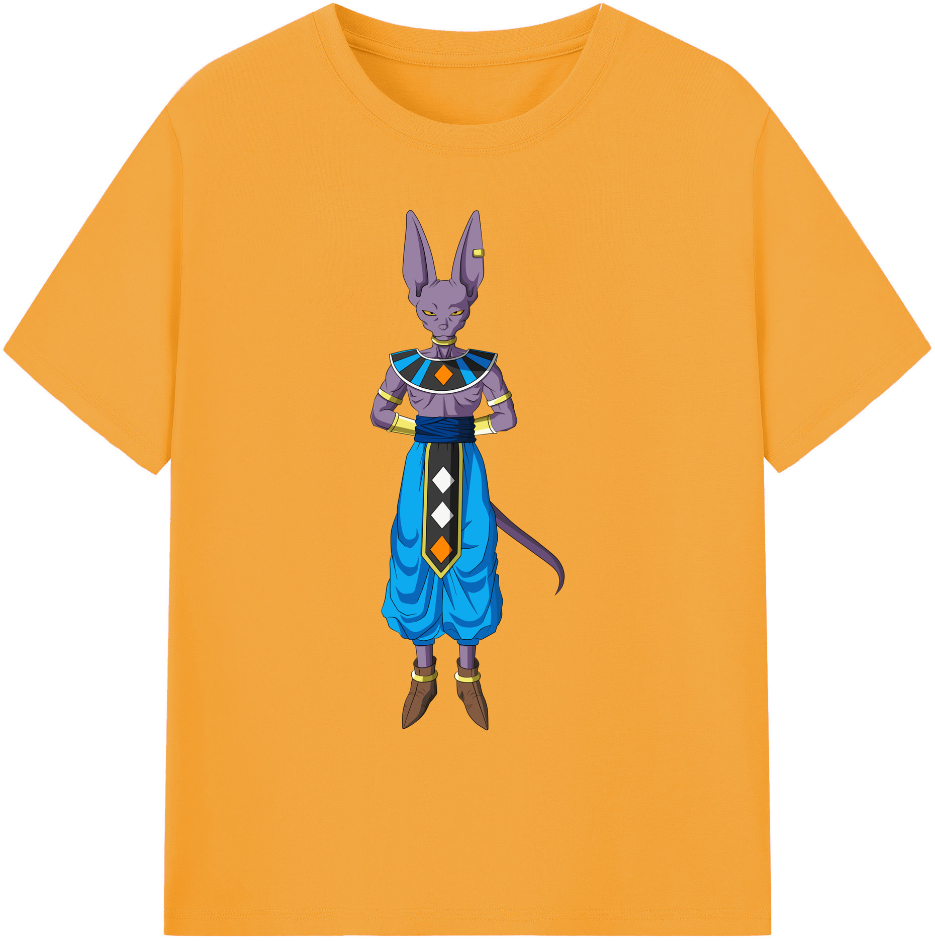 （画像用） ドラゴンボール ビルス 破壊神ビルス DRAGON BALL Beerus Birusu 綿100％ メンズ半袖Tシャツ｜肌触りやわらか＆通気性