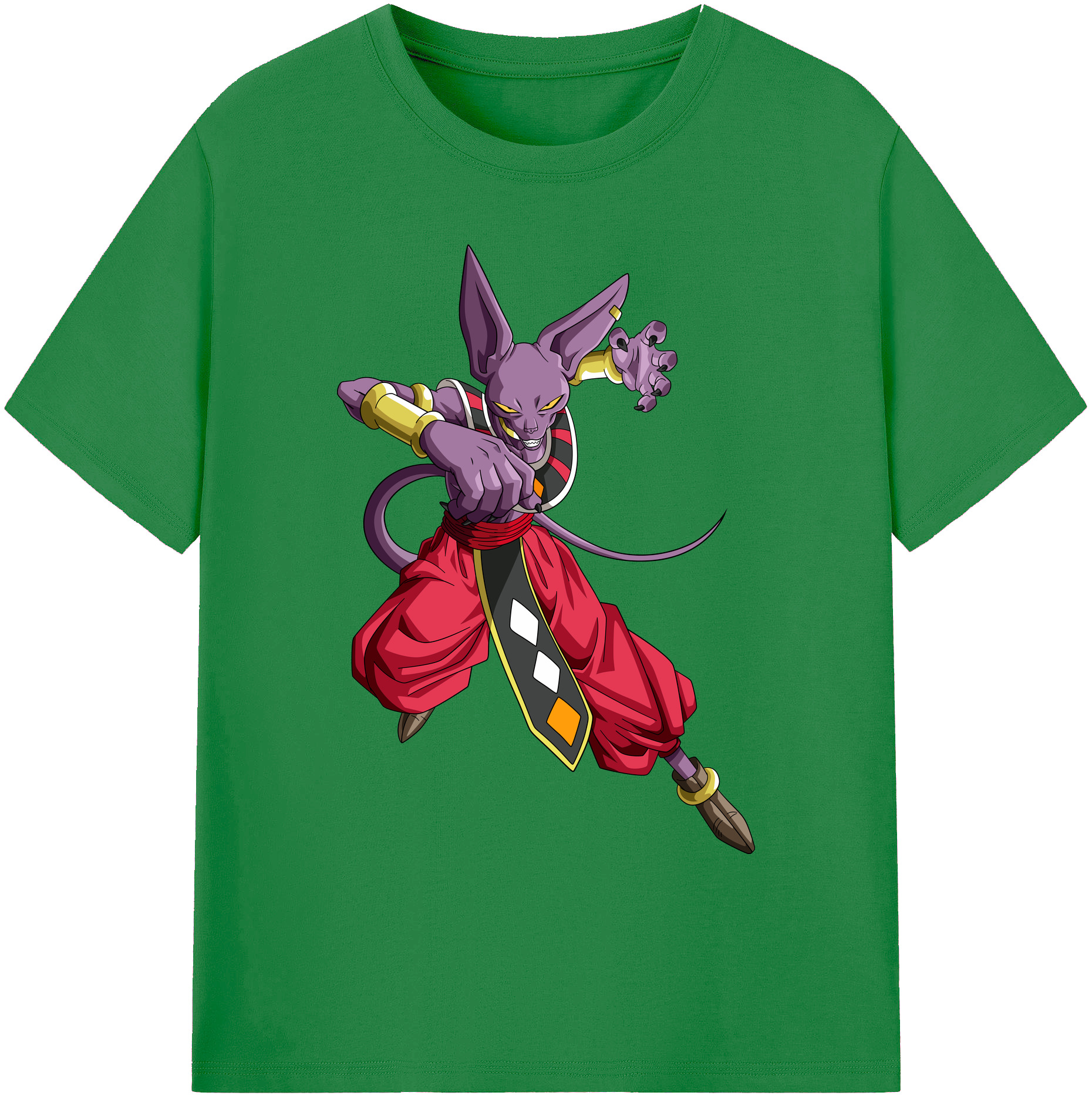 （画像用） ドラゴンボール ビルス 破壊神ビルス DRAGON BALL Beerus Birusu 綿100％ メンズ半袖Tシャツ｜肌触りやわらか＆通気性