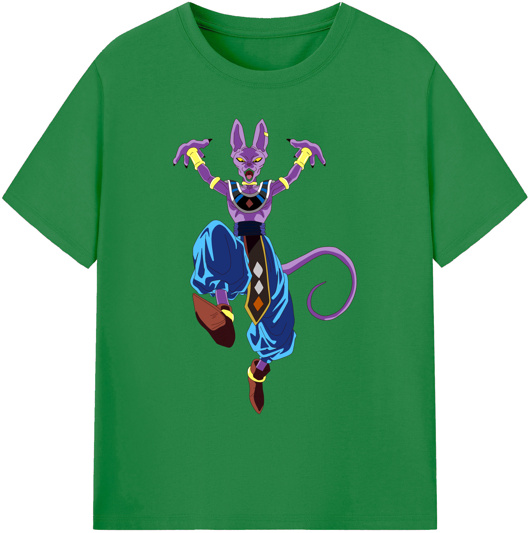 （画像用） ドラゴンボール ビルス 破壊神ビルス DRAGON BALL Beerus Birusu 綿100％ メンズ半袖Tシャツ｜肌触りやわらか＆通気性