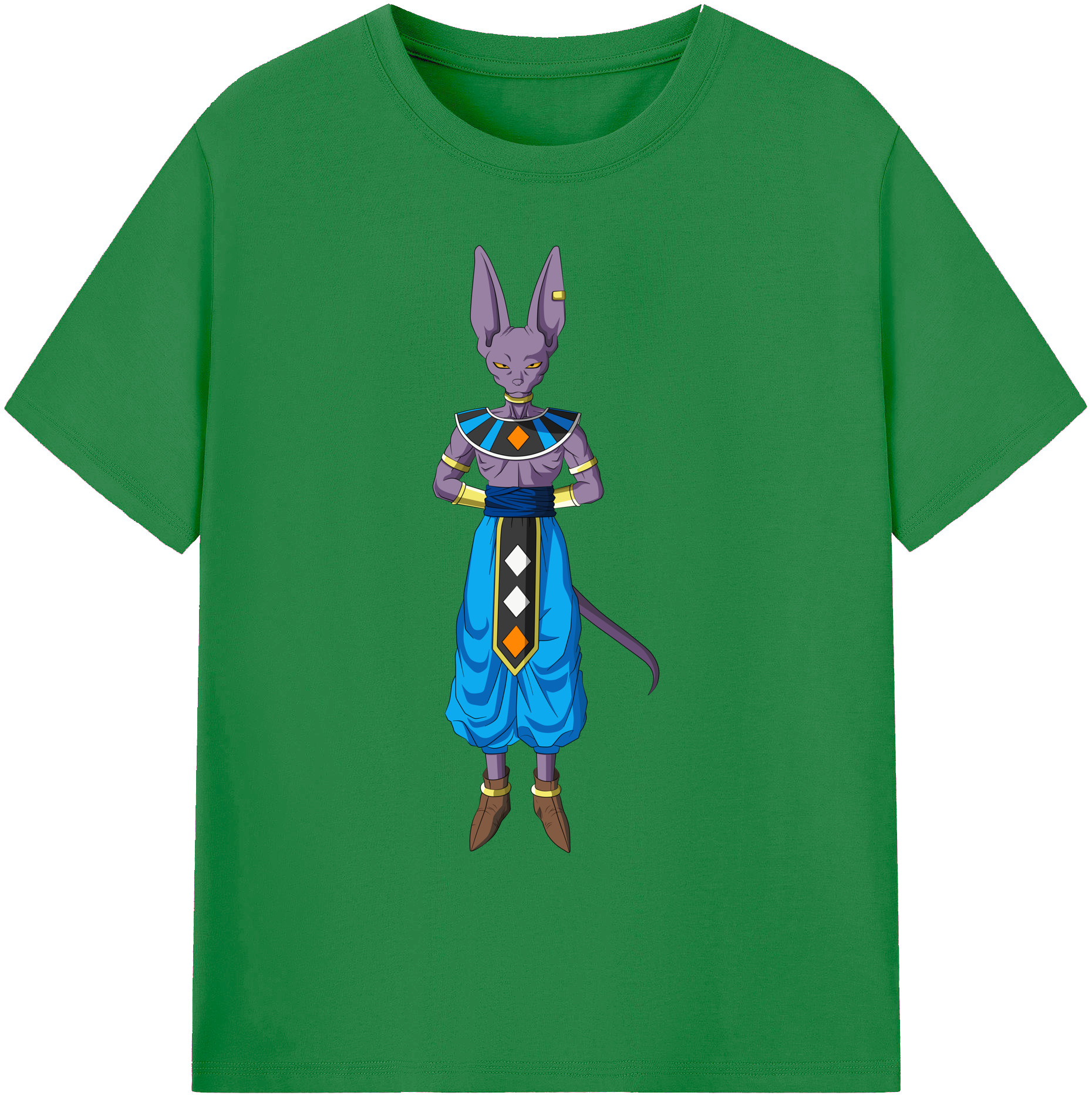 （画像用） ドラゴンボール ビルス 破壊神ビルス DRAGON BALL Beerus Birusu 綿100％ メンズ半袖Tシャツ｜肌触りやわらか＆通気性