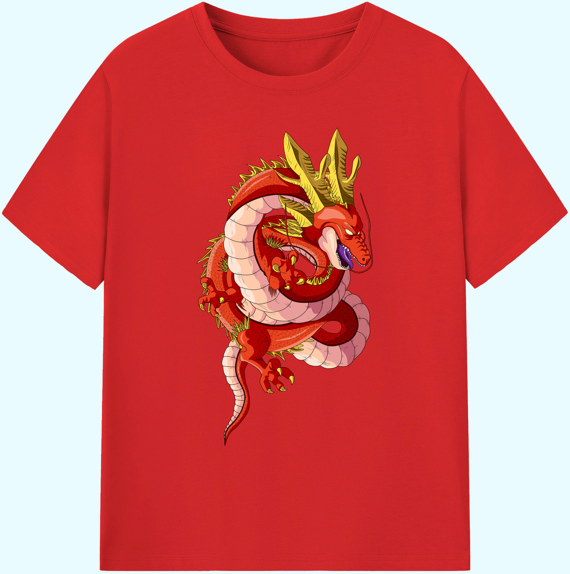（画像用） ドラゴンボール 神龍 シェンロン DRAGON BALL Shenron 綿100％ メンズ半袖Tシャツ｜肌触りやわらか＆通気性