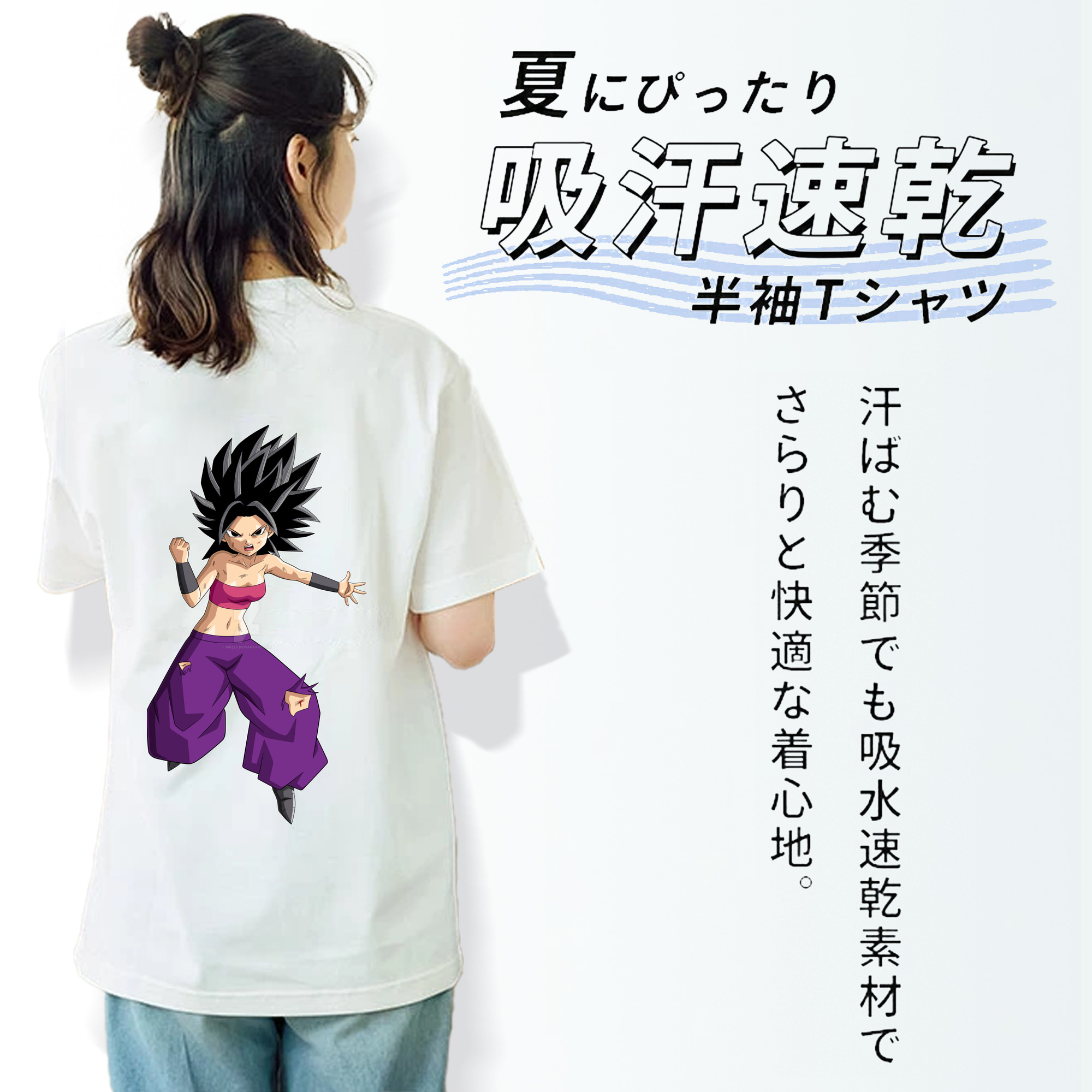 ドラゴンボール カリフラ DRAGON BALL Caulifla レディース半袖Tシャツ(バックプリント)