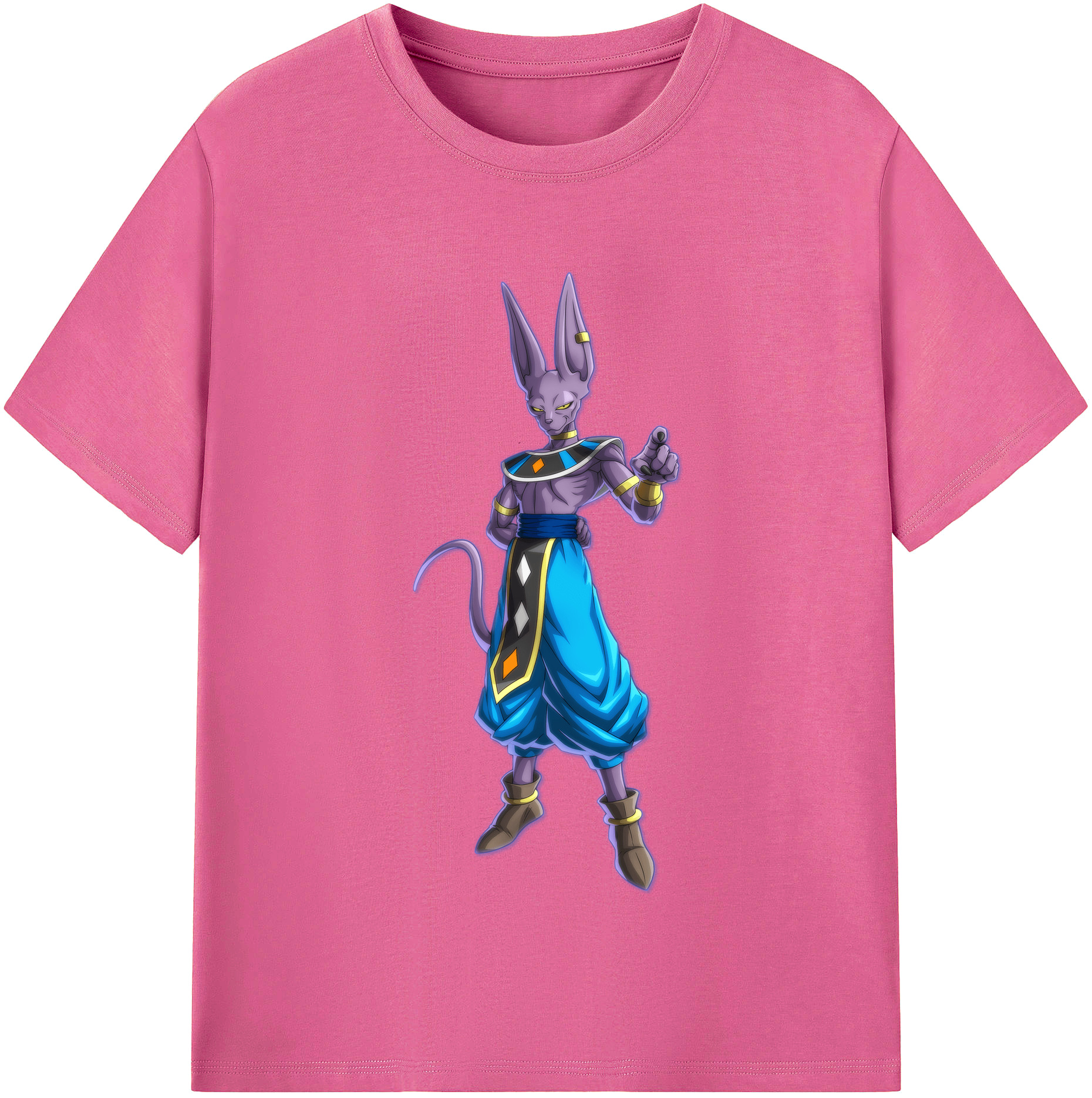 （画像用） ドラゴンボール ビルス 破壊神ビルス DRAGON BALL Beerus Birusu レディースカジュアルプリントTシャツ（綿100％）