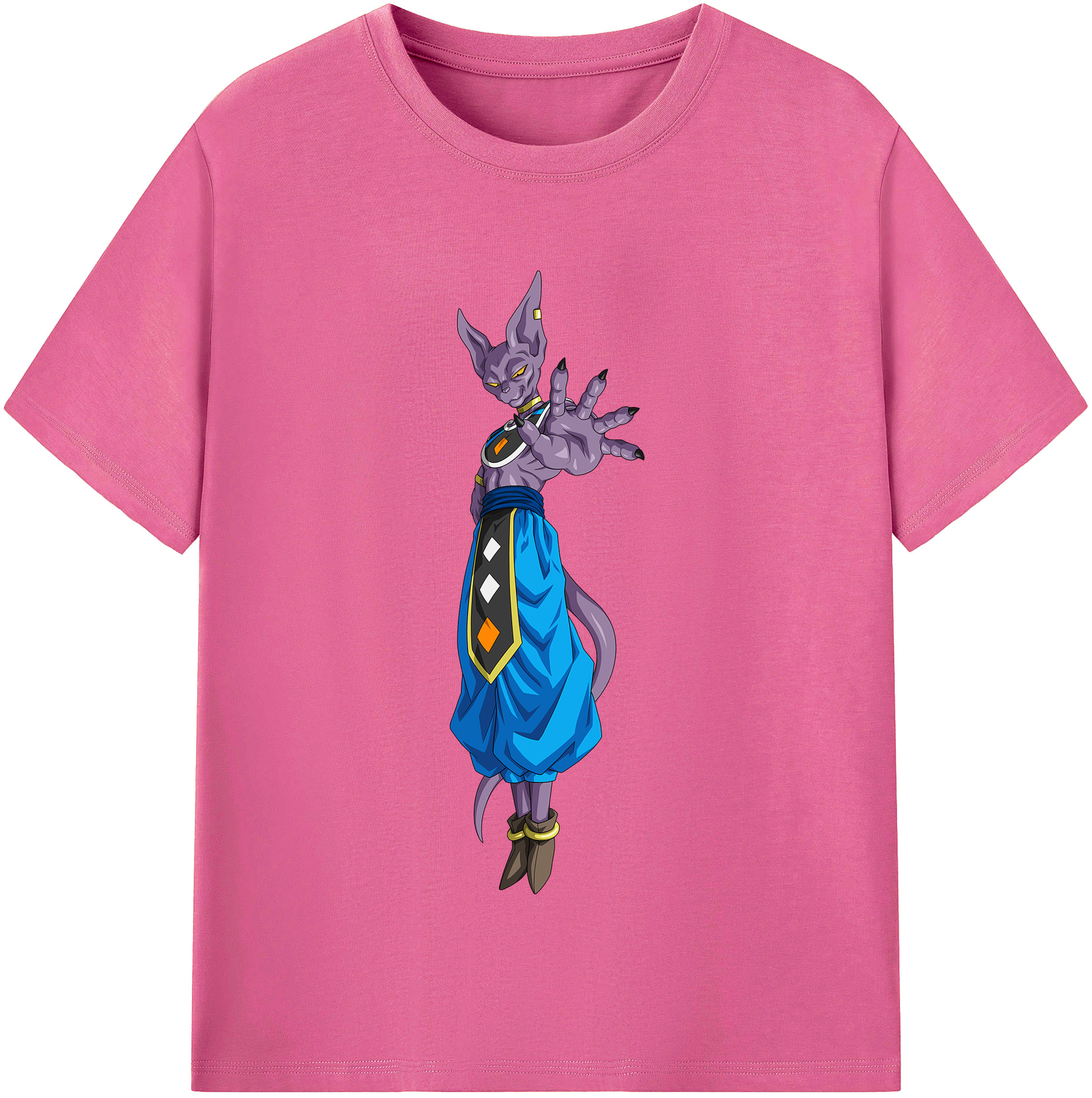 （画像用） ドラゴンボール ビルス 破壊神ビルス DRAGON BALL Beerus Birusu レディースカジュアルプリントTシャツ（綿100％）