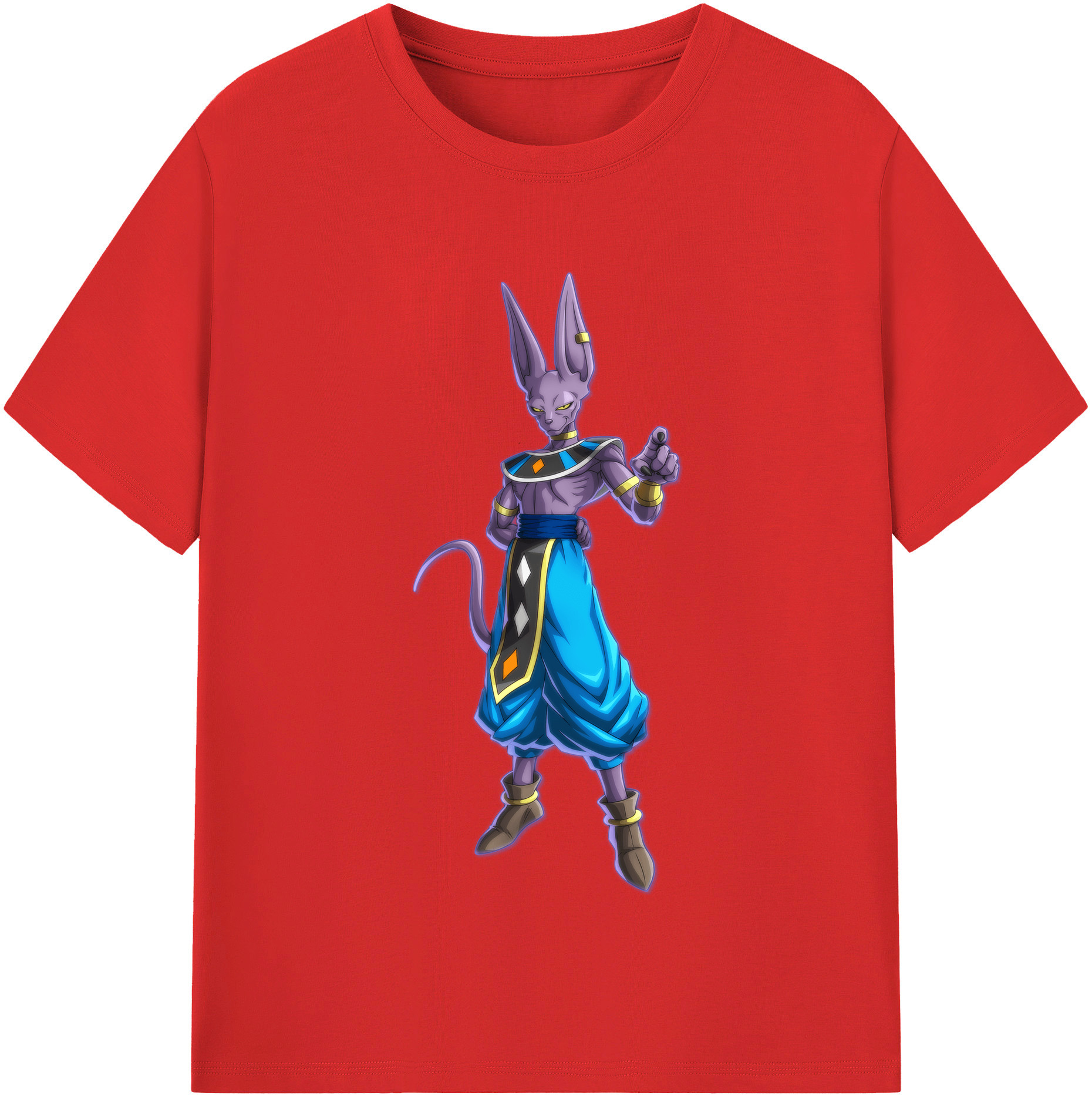 （画像用） ドラゴンボール ビルス 破壊神ビルス DRAGON BALL Beerus Birusu レディースカジュアルプリントTシャツ（綿100％）