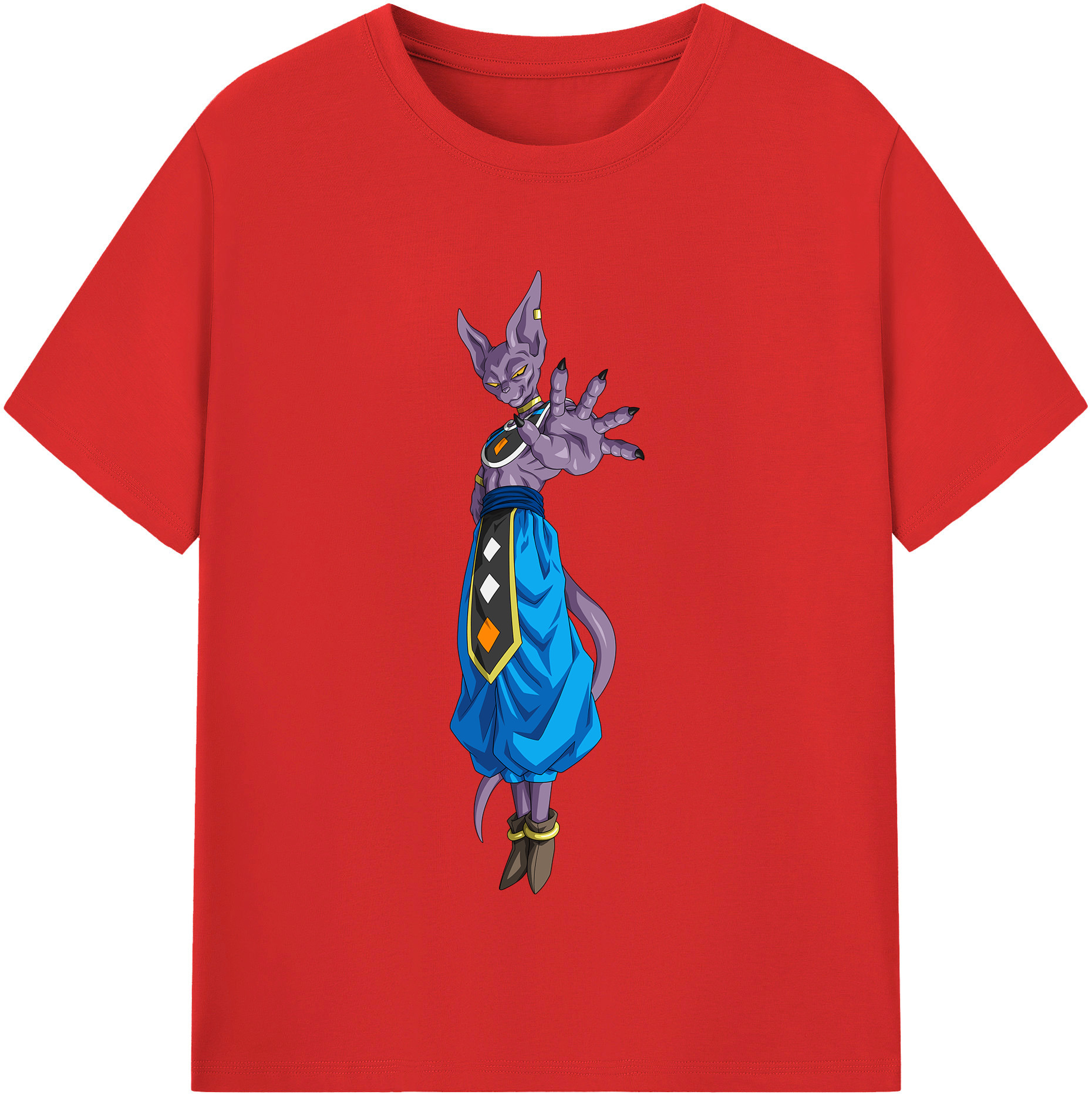（画像用） ドラゴンボール ビルス 破壊神ビルス DRAGON BALL Beerus Birusu レディースカジュアルプリントTシャツ（綿100％）