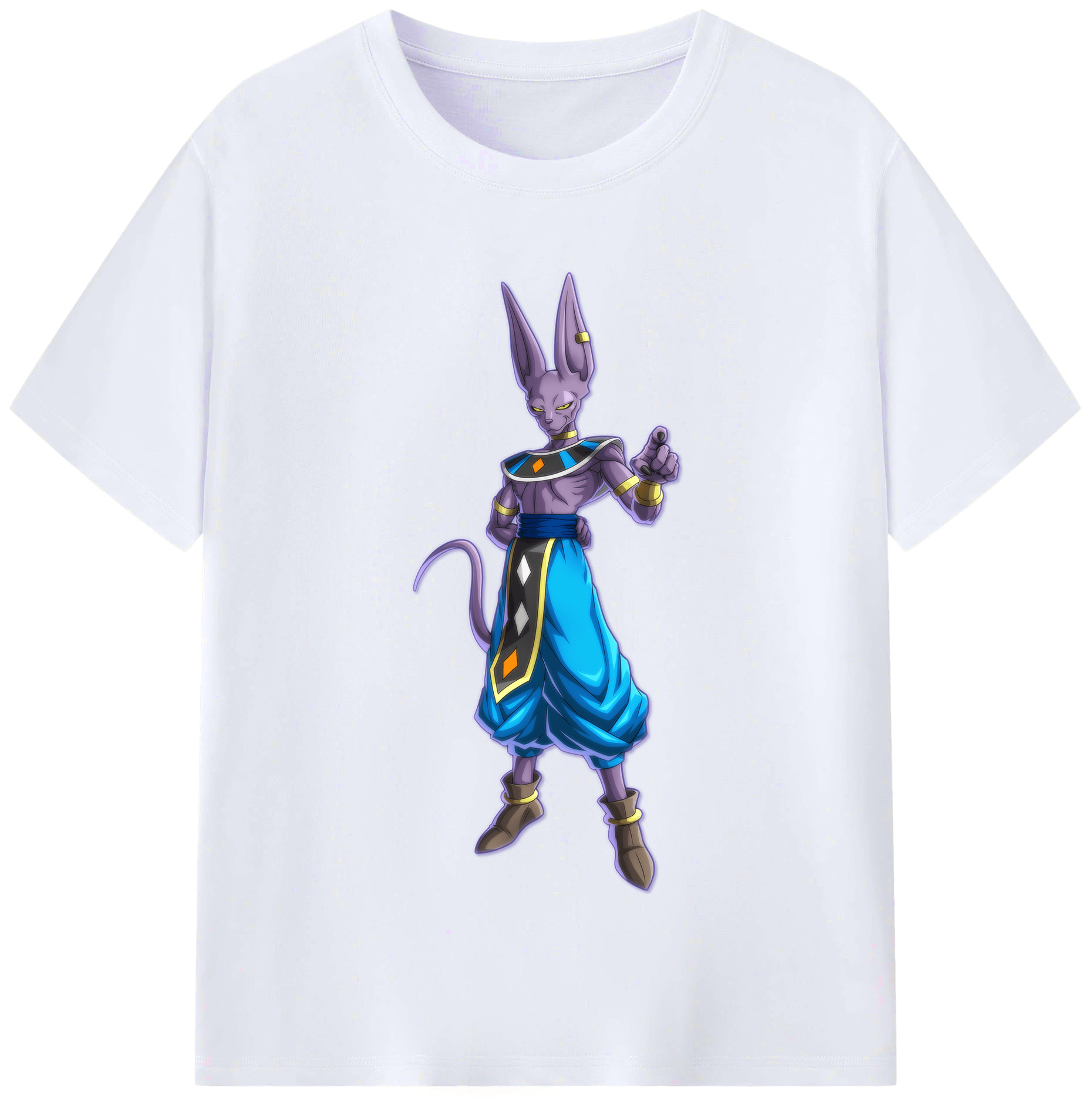 （画像用） ドラゴンボール ビルス 破壊神ビルス DRAGON BALL Beerus Birusu レディースカジュアルプリントTシャツ（綿100％）