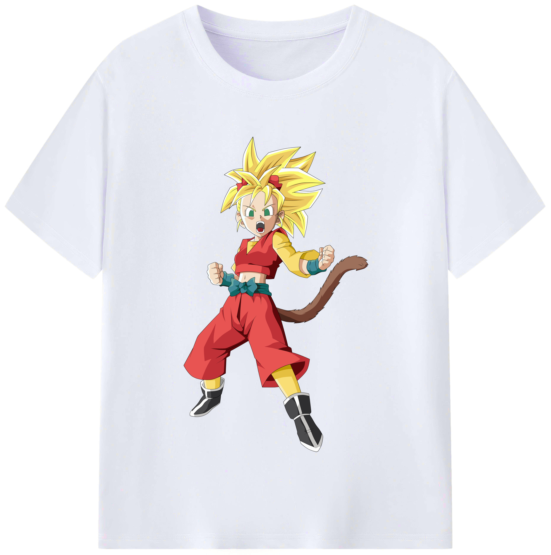 （画像用） ドラゴンボール カリフラ DRAGON BALL Caulifla レディースカジュアルプリントTシャツ（綿100％）