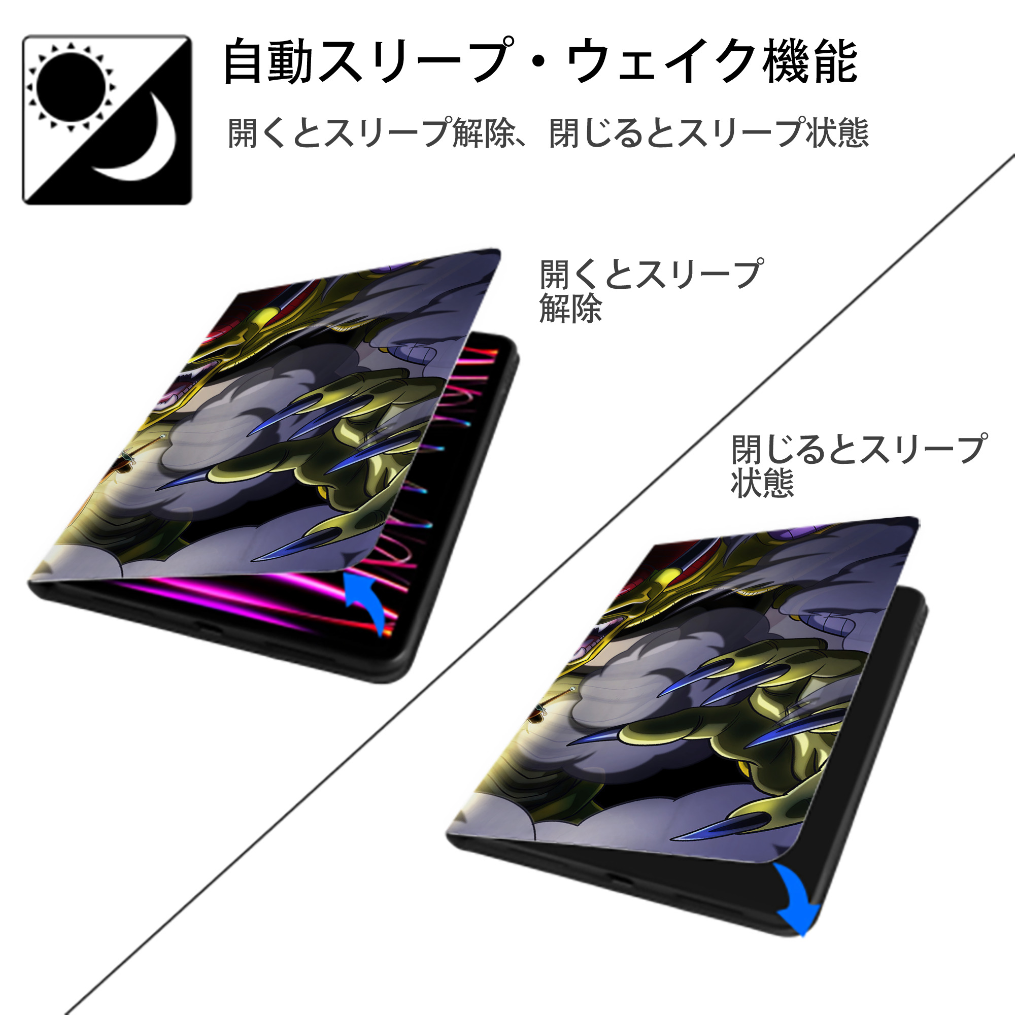ドラゴンボール DRAGON BALL IPad ケース ブック型 PUレザー TPU 耐衝撃 軽量 薄型 ペン収納なし 全面保護 IPad 各モデル対応