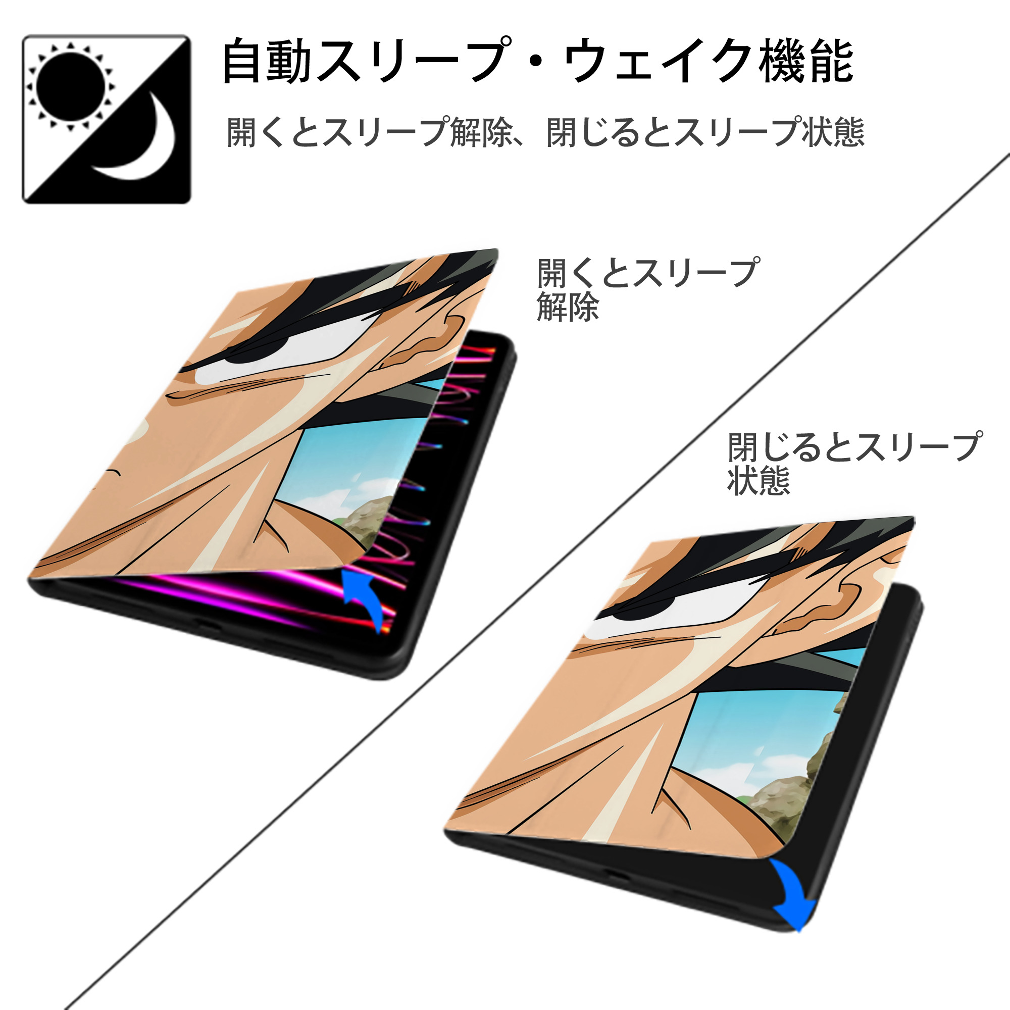 ドラゴンボール DRAGON BALL IPad ケース ブック型 PUレザー TPU 耐衝撃 軽量 薄型 ペン収納なし 全面保護 IPad 各モデル対応